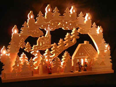 Lichterbogen Schwibbogen mit Weihnachtsfiguren und Beleuchtung BxHxT 70x40x7cm NEU