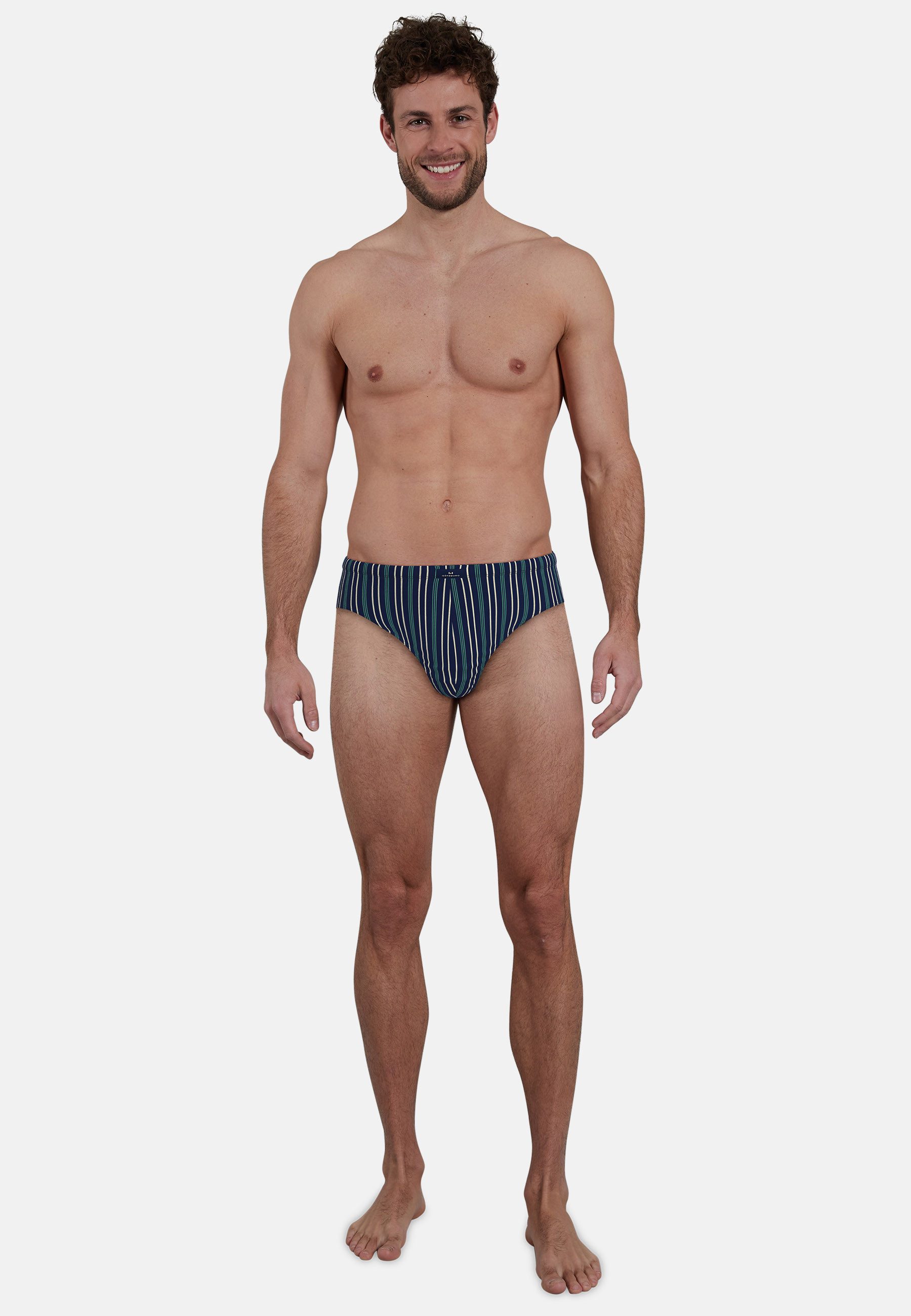 GÖTZBURG Slip Edingburgh (2er Pack) gestreift, basic, eng, mit Logo, atmungsaktiv, mit Logo, Baumwollmix