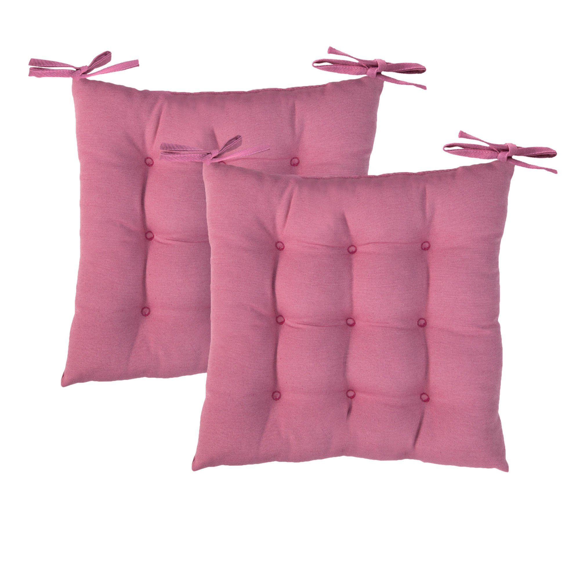 Komfortec Stuhlkissen 2er Set 40x40 cm Stuhlkissen mit Bändern, 100