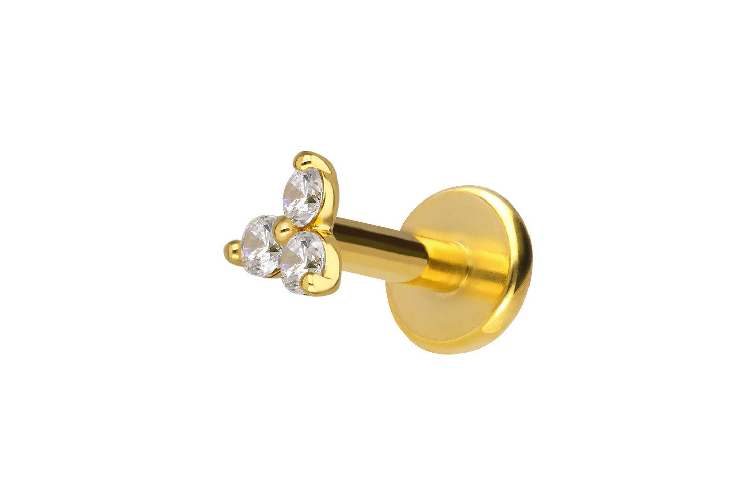 PIERCINGLINE Piercing-Set Titan Labret mit Innengewinde + 925er Silber Aufsatz MOISSANIT-BLUME (Labrets, 1-tlg)