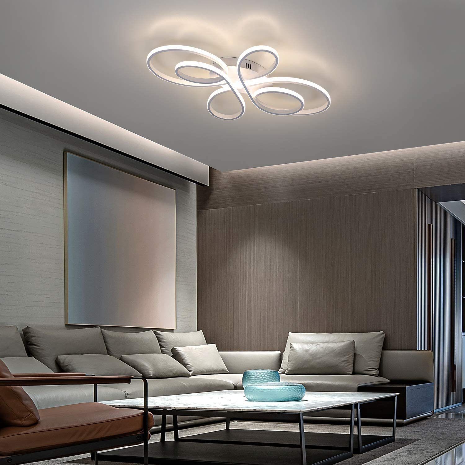 Nettlife LED Deckenleuchte LED mit 66cm Esszimmer Büro Deckenlampe fest Küche, warmweißem, kaltweißem, Wohnzimmer Schlafzimmerlampe, Wohnzimmerlampe für Fernbedienung, integriert, 65W, Dimmbar Modern Schlafzimmer