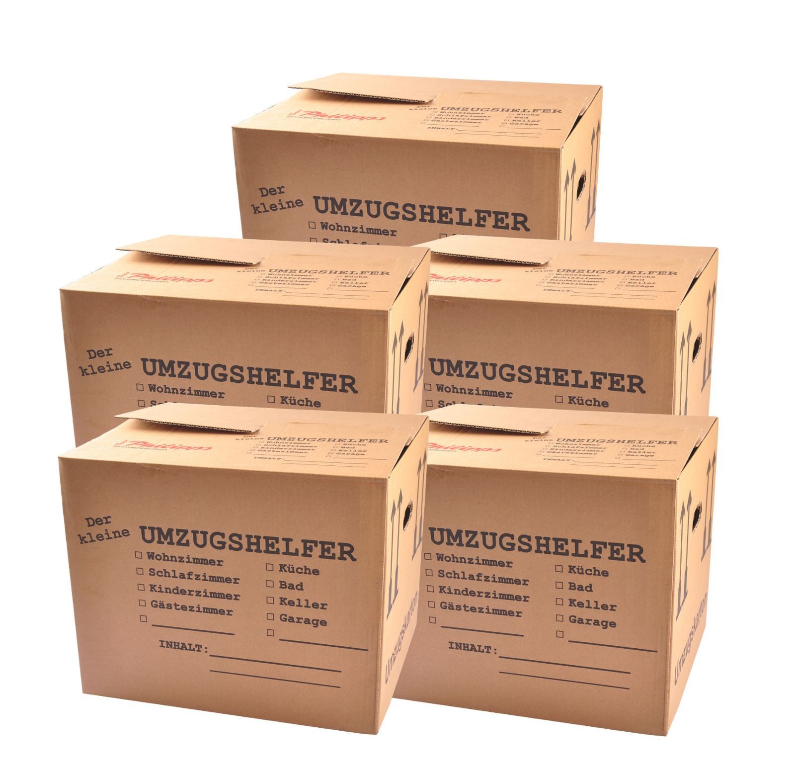 BURI Aufbewahrungsbox 5er-Set Umzugskartons 41x35x34 Umzugskiste Bücherkiste Archivkarton Tr