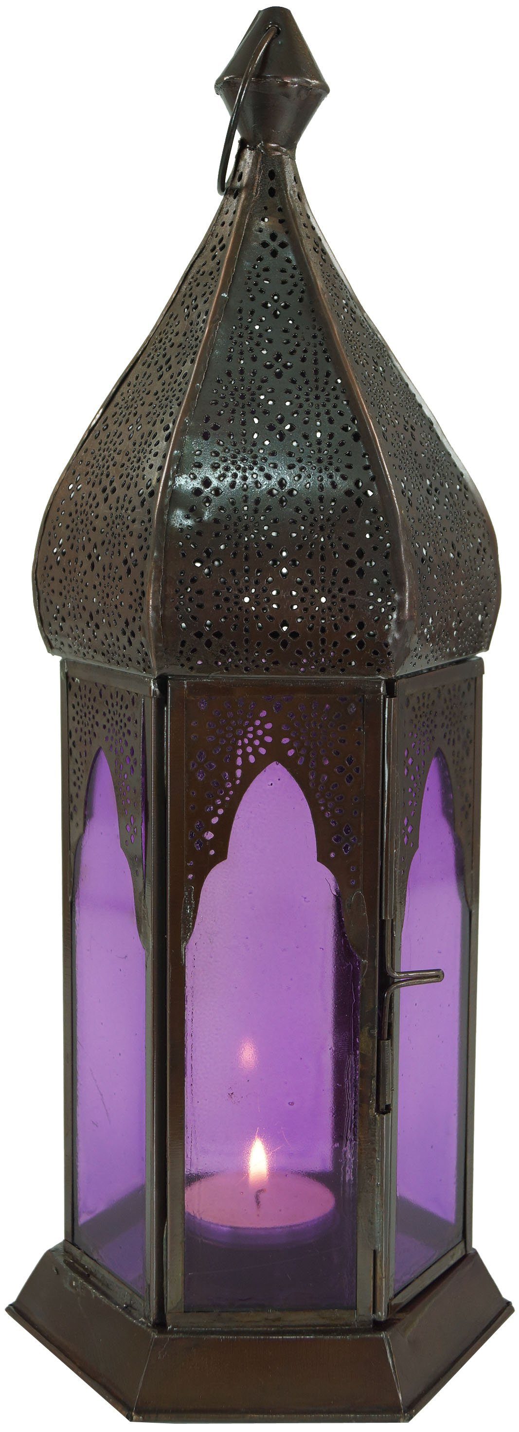 Guru-Shop Kerzenlaterne Orientalische Metall/Glas Laterne in..