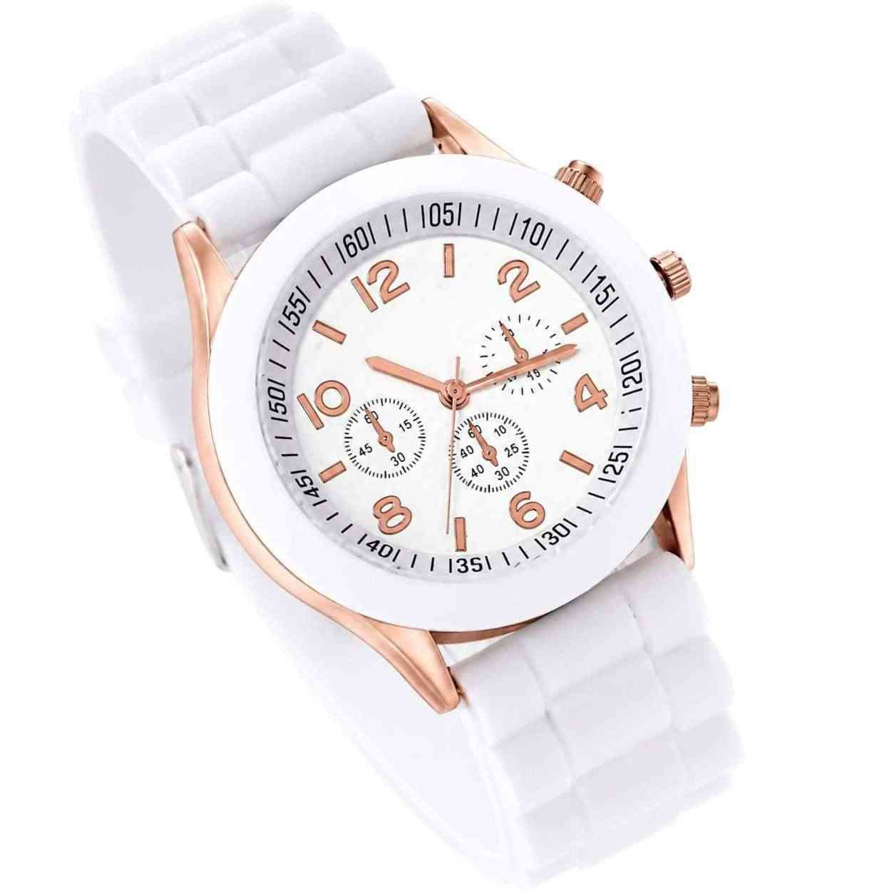 Taffstyle Quarzuhr Damen Uhr Silikon Armbanduhr Chrono Look Roségold leicht elegant, (Modische Damenarmbanduhr mit weichem Silikonarmband, roségoldfarbenen Details und angenehmem Tragekomfort in verschiedenen Farben)
