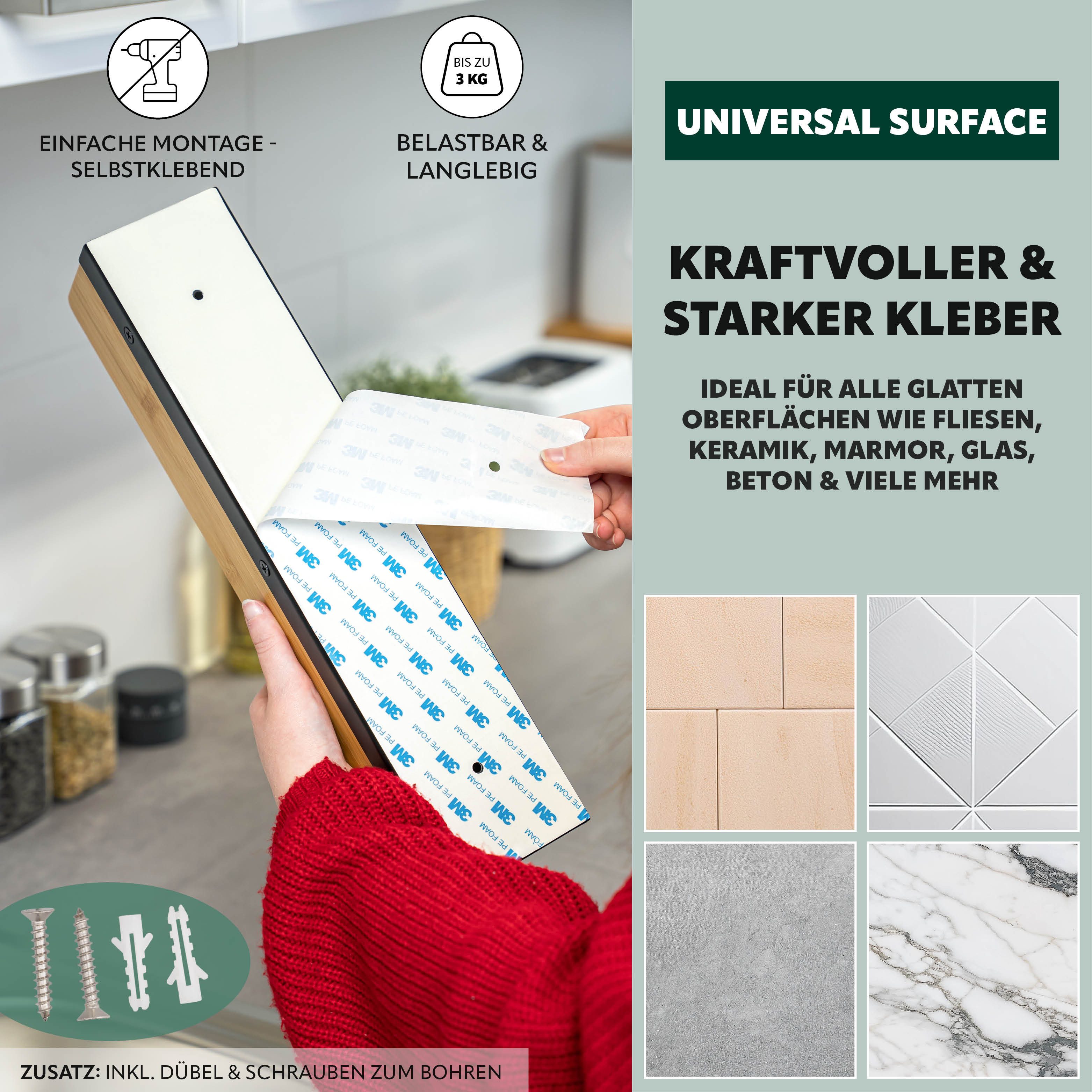 eluno Gewürzregal Gewürzregale 2er Set mit Bambusboden, 2-tlg. – Bild 4 von 5