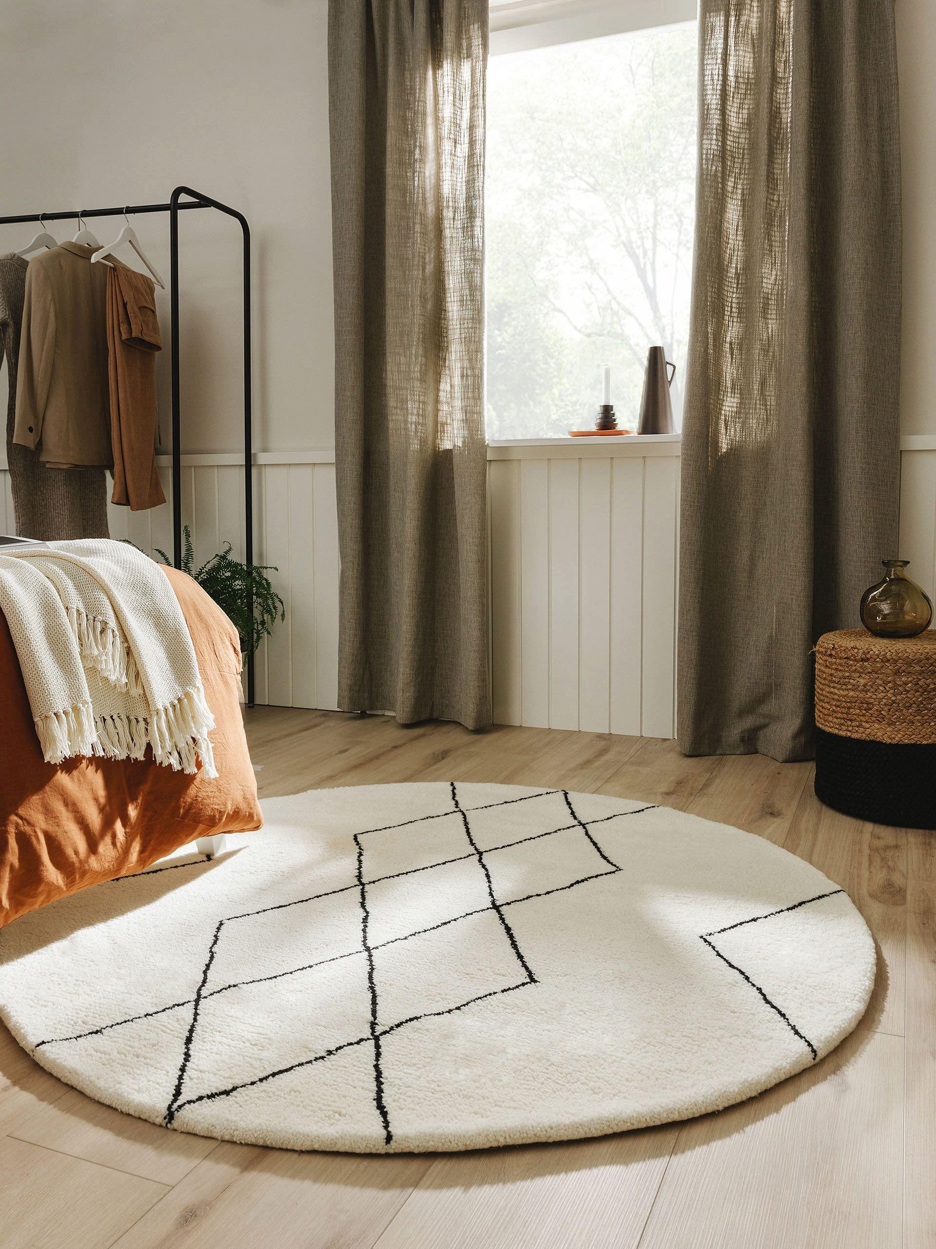 benuta Wollteppich Berber, rund, Höhe: 31 mm, 100% Wolle, handgetuftet, Berber, Natural Living, Wohnzimmer