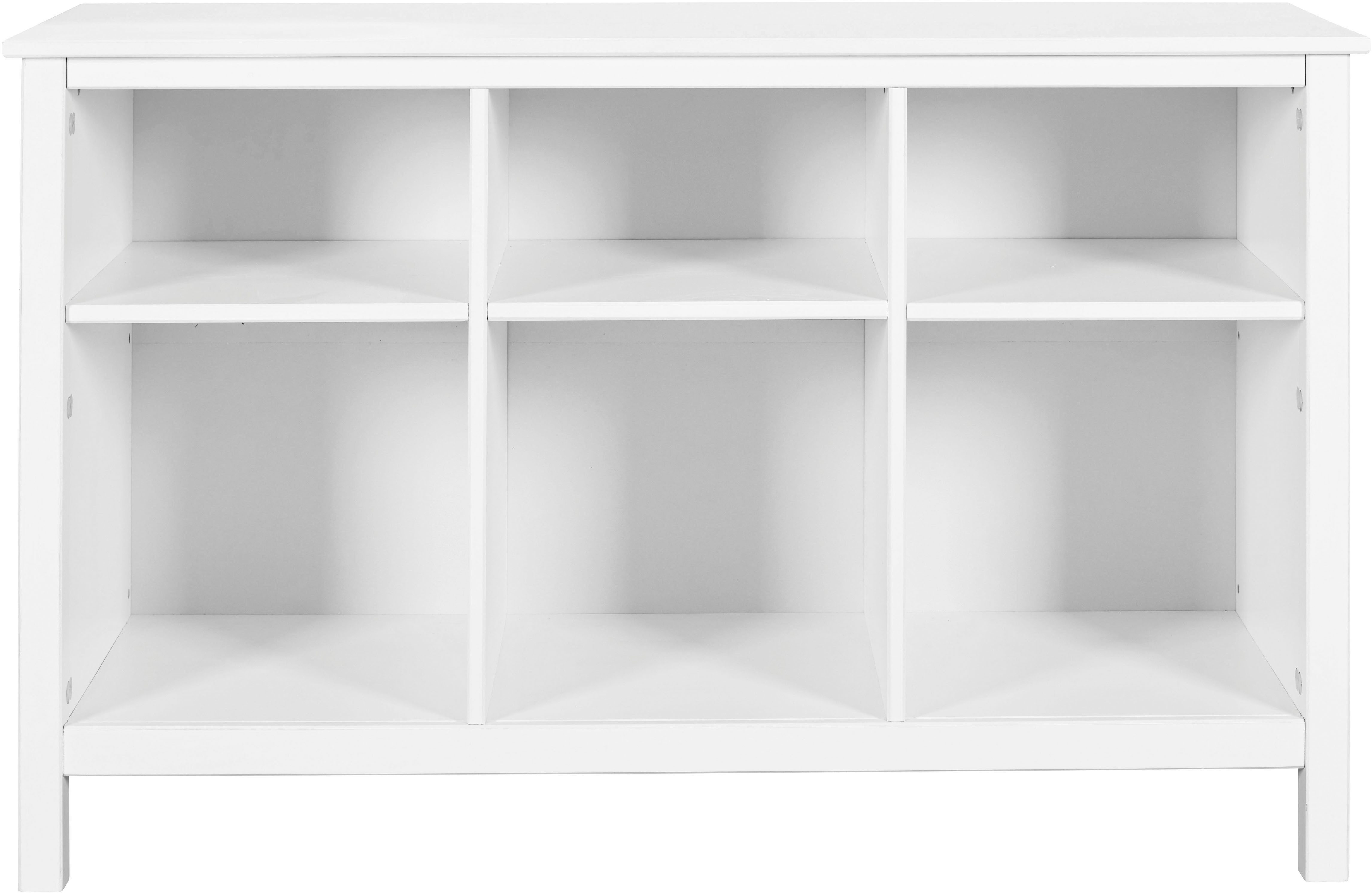 Tommy Jeans Stauraumregal Pinora, Kiefer Massivholz, Weiss, 122 x 45 x 76 cm, 1-tlg., Platz für Faltboxen, 6 Fächer, moderner Skandi Look