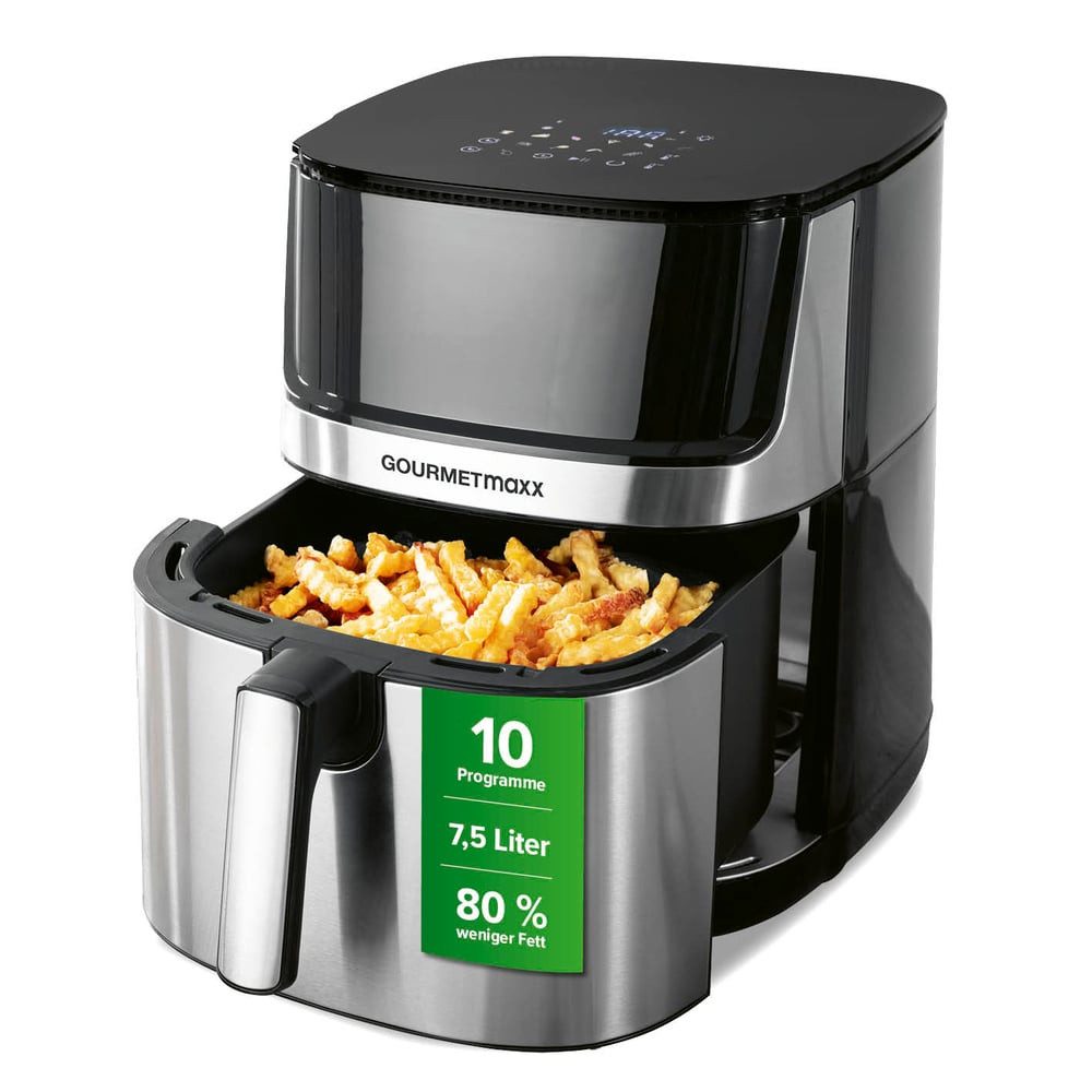 GOURMETmaxx Heißluftfritteuse 9 Funktionen, 2200 W, 2200 W, mit Touchdisplay & Timerfunktion für knusprige Pommes etc.