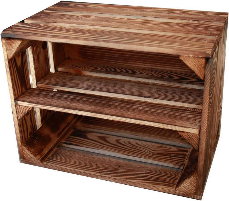 Teramico Holzkiste Holzkiste 40x30x25cm Geflammt Boden Lang, Aufbewahrungsbox