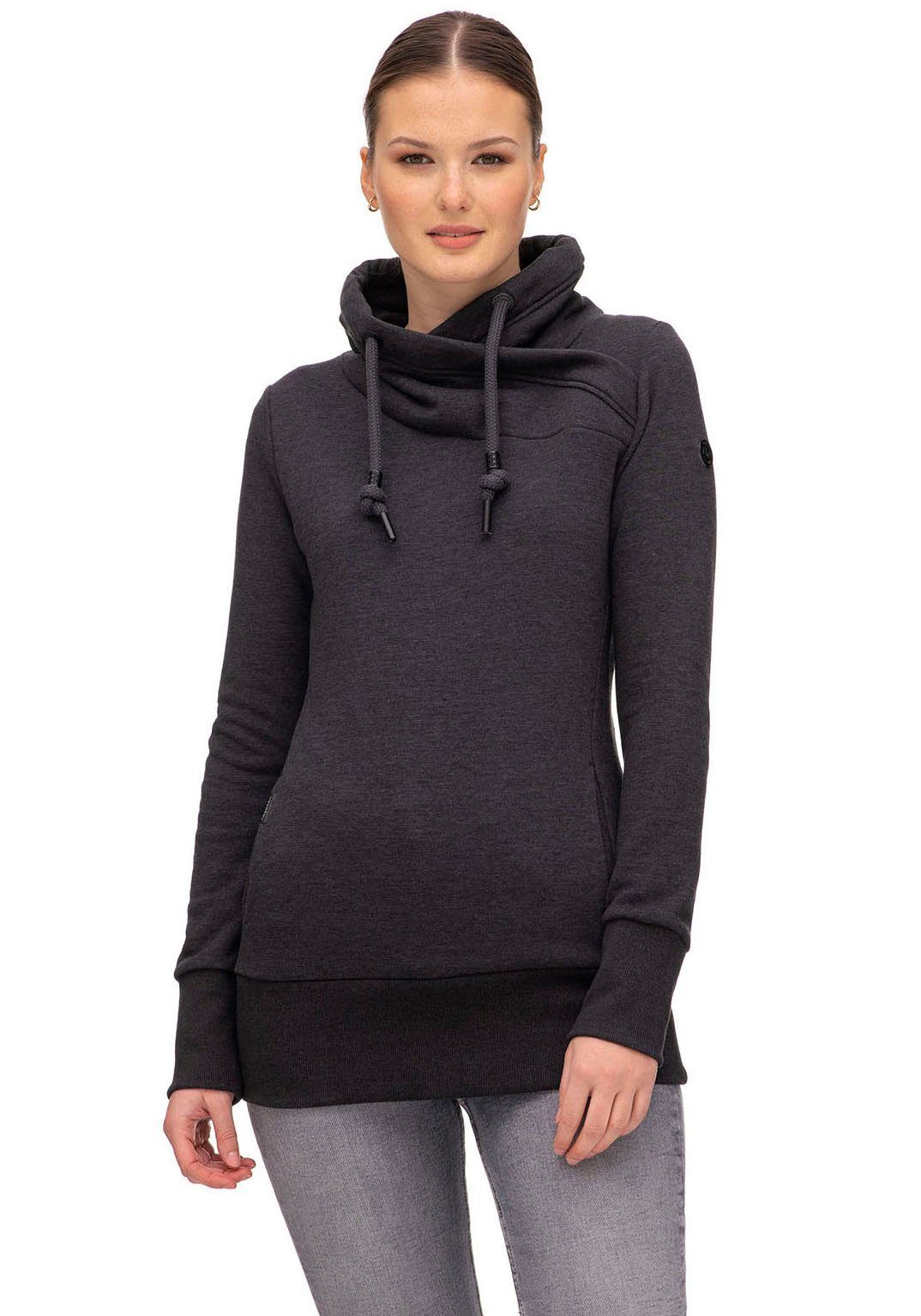 Rippbündchen Sweater Ragwear NESKA breiten extra black mit Sweat