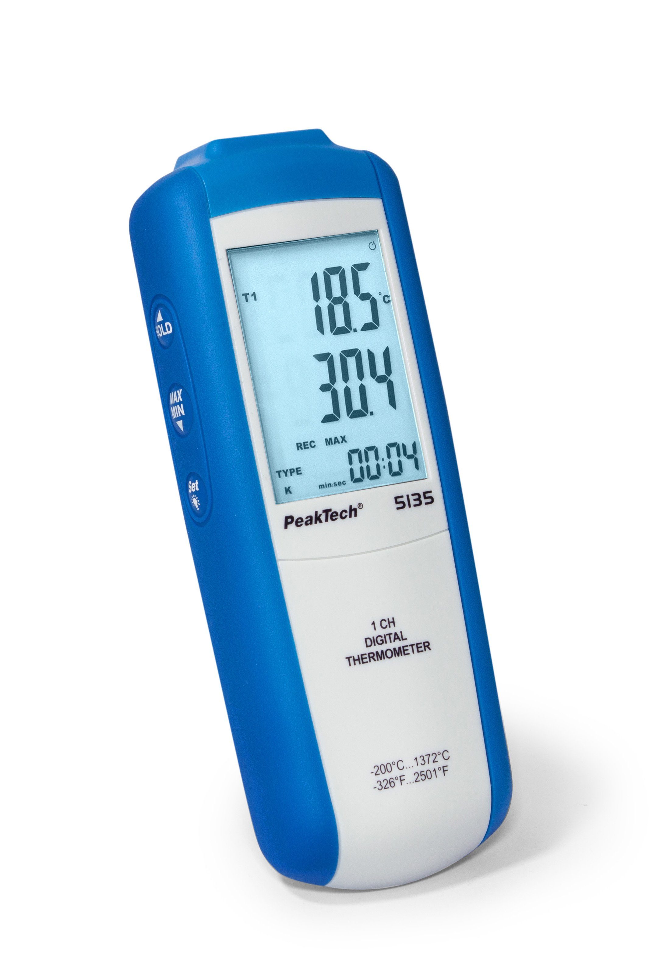 Raumthermometer PeakTech 5135: Digital-Thermometer -200 bis +1300°C in °C/°F/K ~ 1-CH