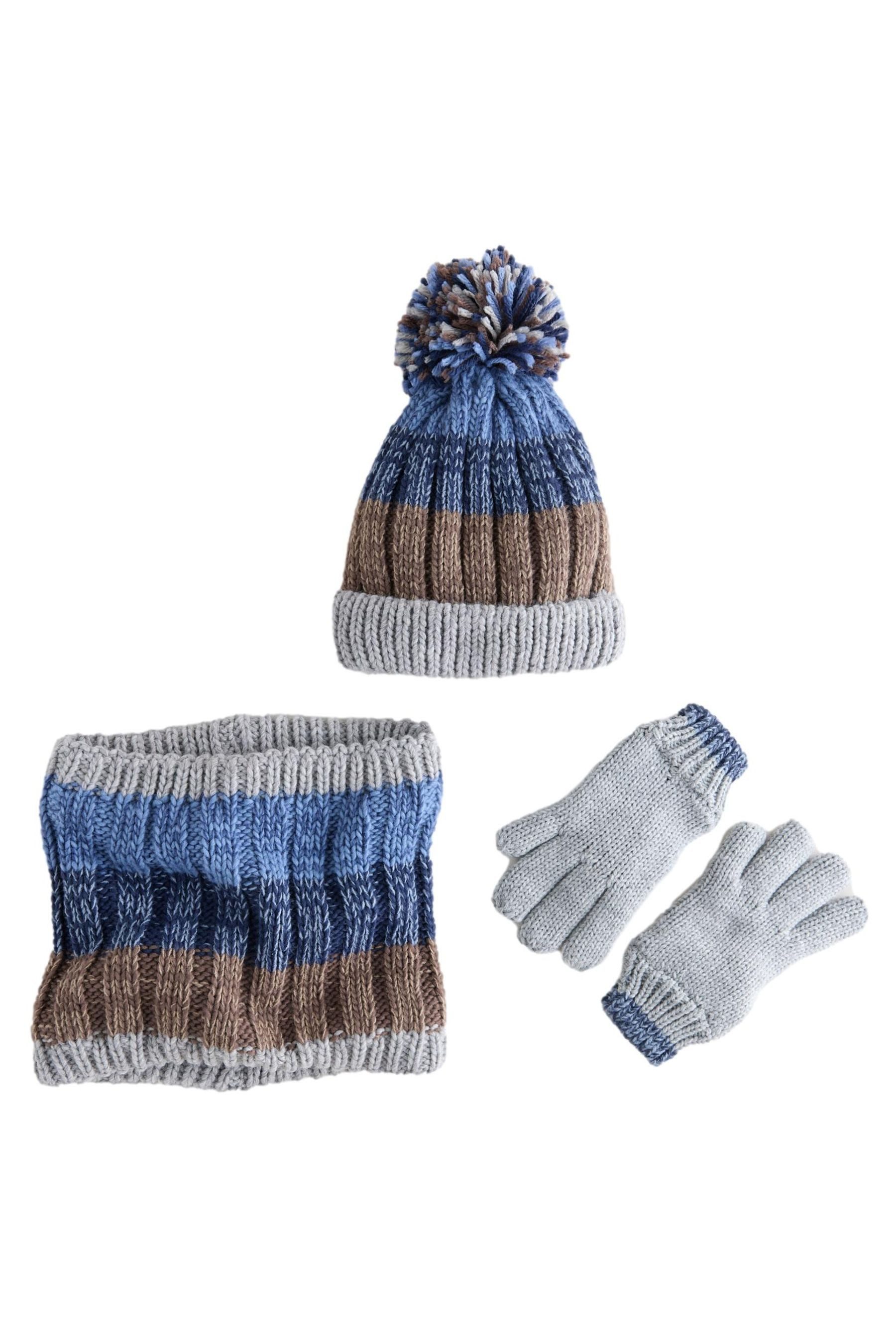 Next Bommelmütze 3er-Set mit Mütze, Handschuhen + Schlauchschal (3-St)