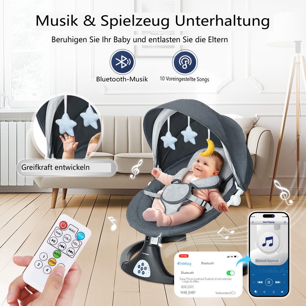 Insma Babyschaukel 5 Gang Elektrische bluetooth-Babywippe, günstig online kaufen