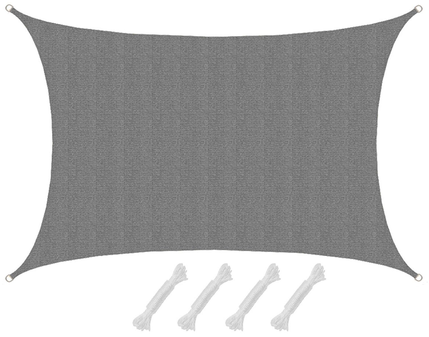 AMANKA Sonnensegel mit UV Schutz - 6 x 4 m Winddurchlässig für Garten, Terrasse & Balkon, Wasserdurchlässiges HDPE Sonnenschutzsegel - Überdachung Rechteckig