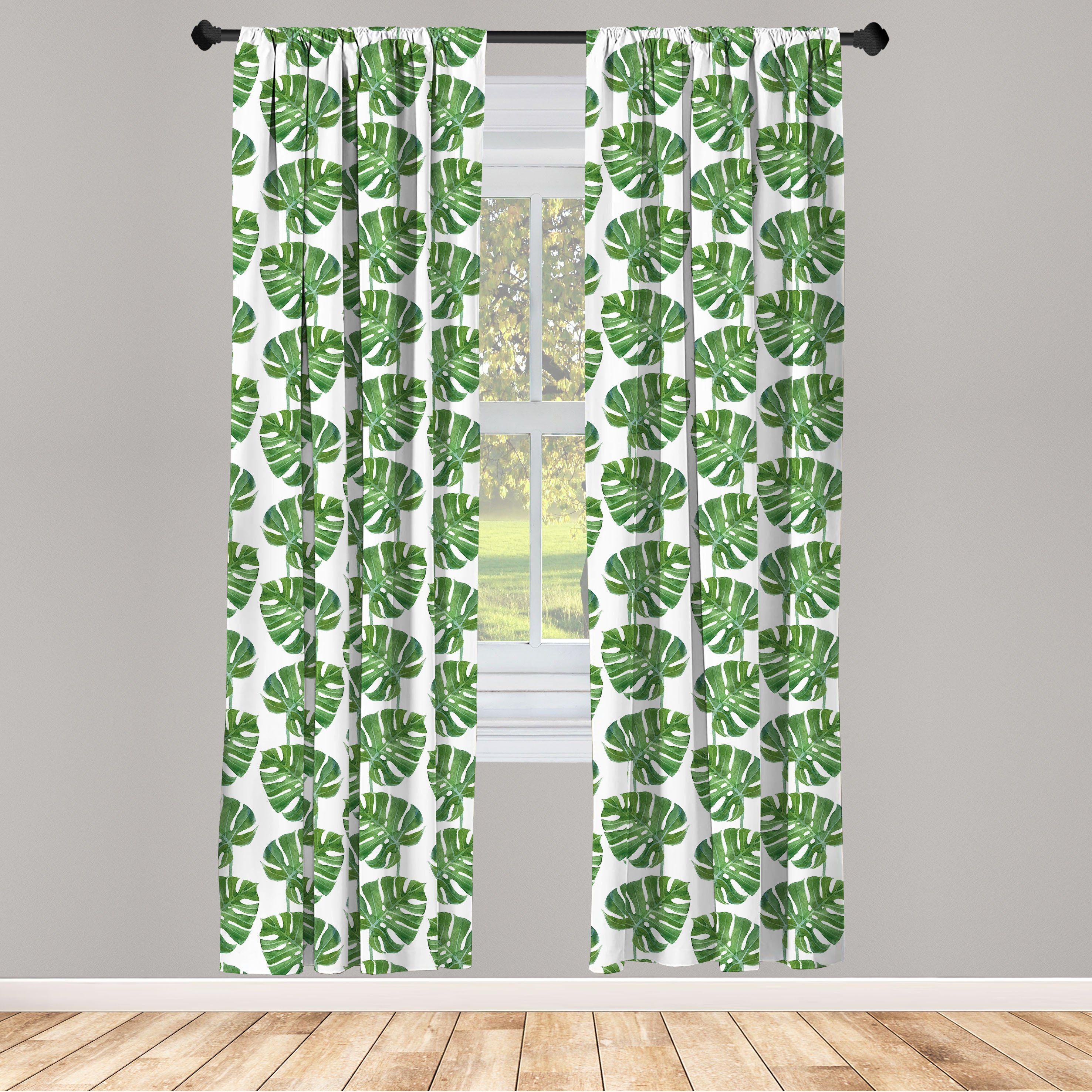 Abakuhaus, Dekor, Schlafzimmer Big Vorhang Wedeln Leaves Monstera Wohnzimmer Microfaser, für Jungle Gardine