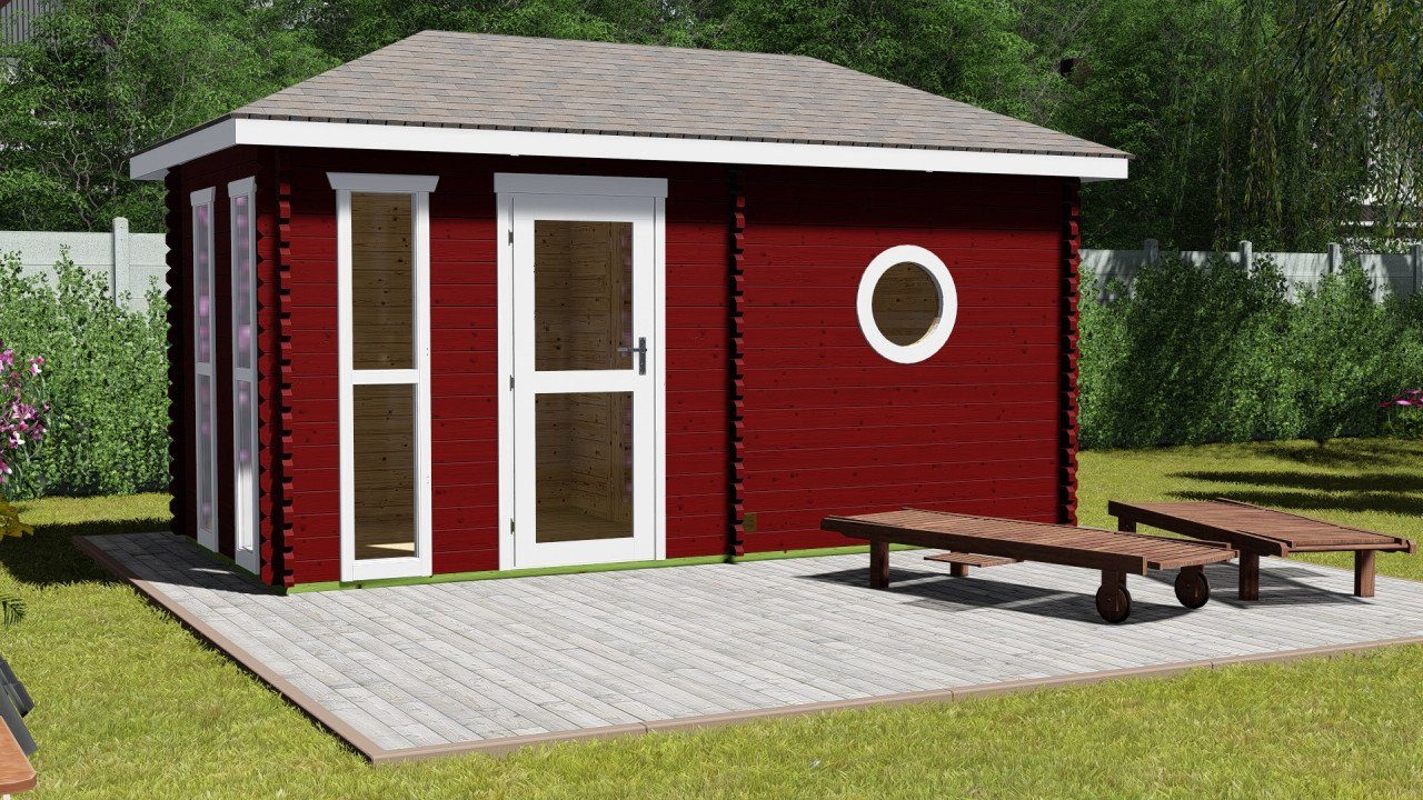 Finn Art Blockhaus Saunahaus Trontheim 4, BxTxH: 480 x 240 x 280 cm, Outdoor Gartensauna, ohne Ofen