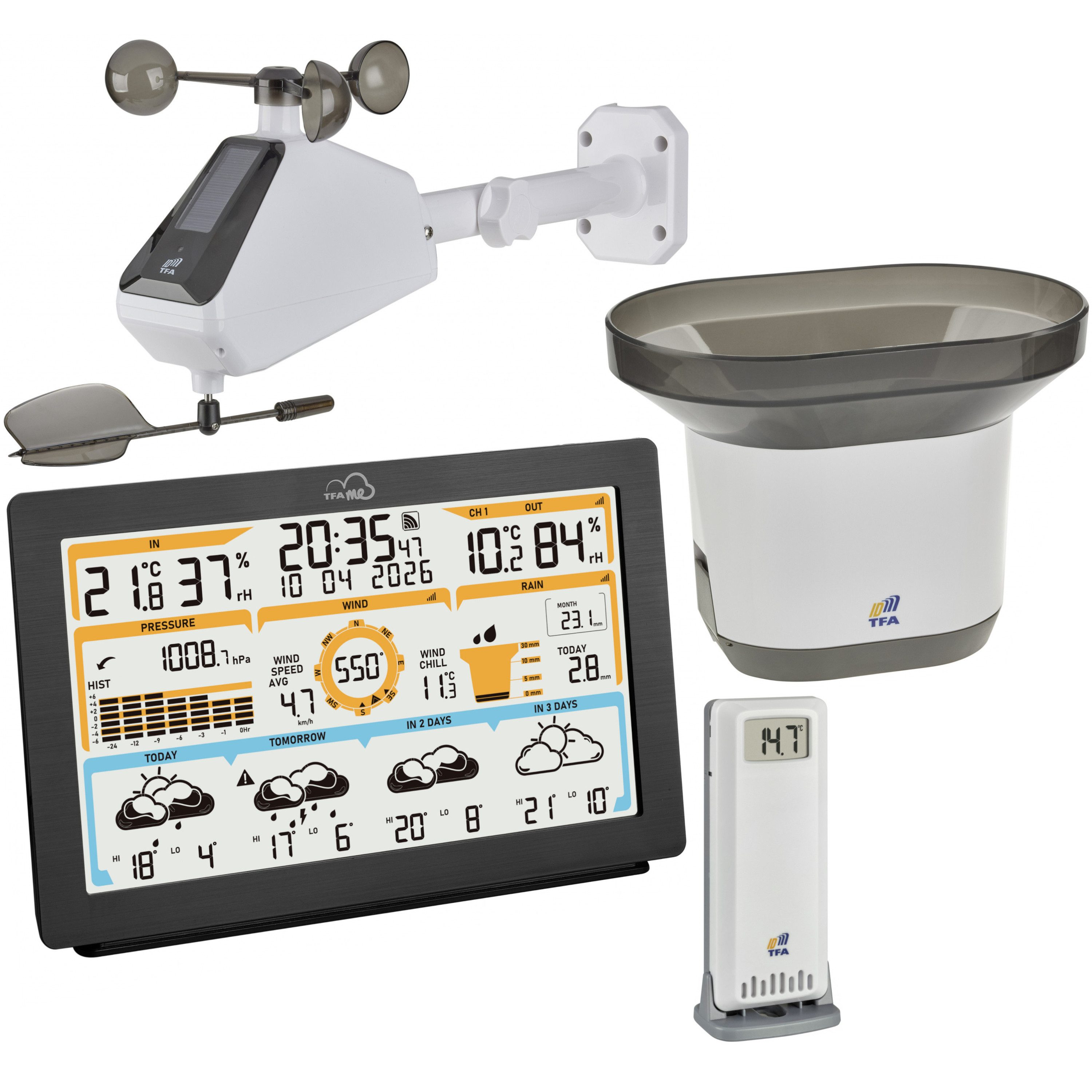 TFA Dostmann TFA.me ID-05 35.8106.01 mit Wettervorhersage Funkwetterstation