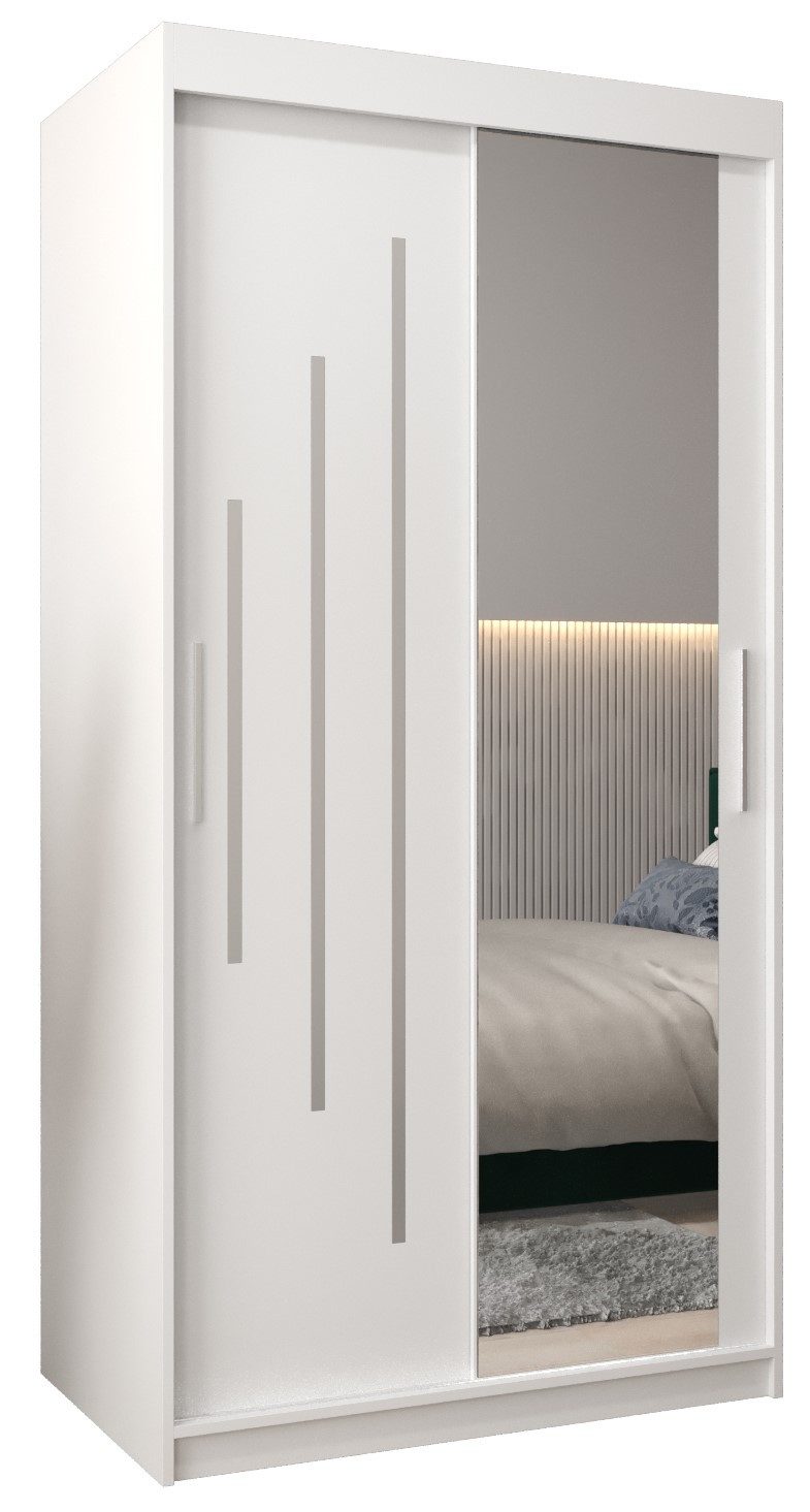 ABIKS MÖBEL Schwebetürenschrank YORK 2 Schlafzimmerschrank - mit Spiegel, Kleiderstange und Regalen
