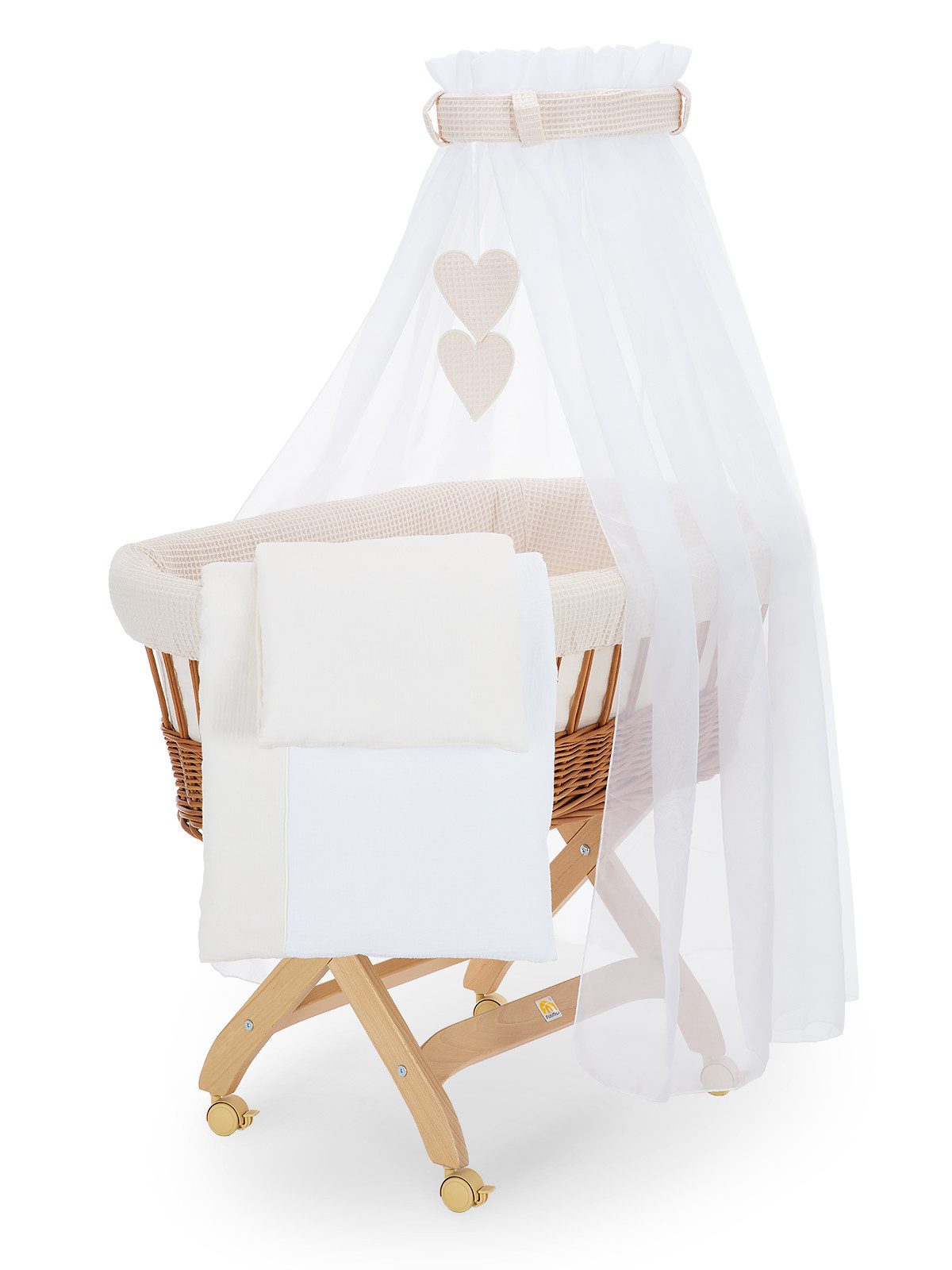 FabiMax Stubenwagen naturbelassen, Komplettset, Musselin & Waffelpiqué, Ink günstig online kaufen