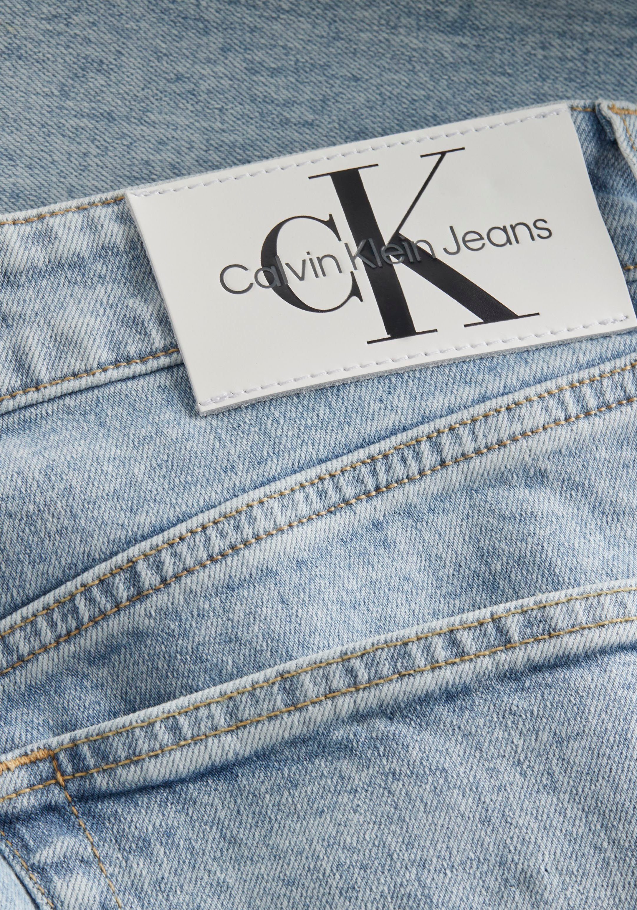 SLIM Tapered-fit-Jeans Klein mit Klein Calvin Leder-Badge Jeans Calvin TAPER