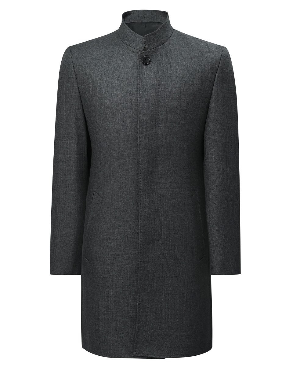 Allthemen Herren Business Trenchcoat mit Stehkragen Schlanke Passform