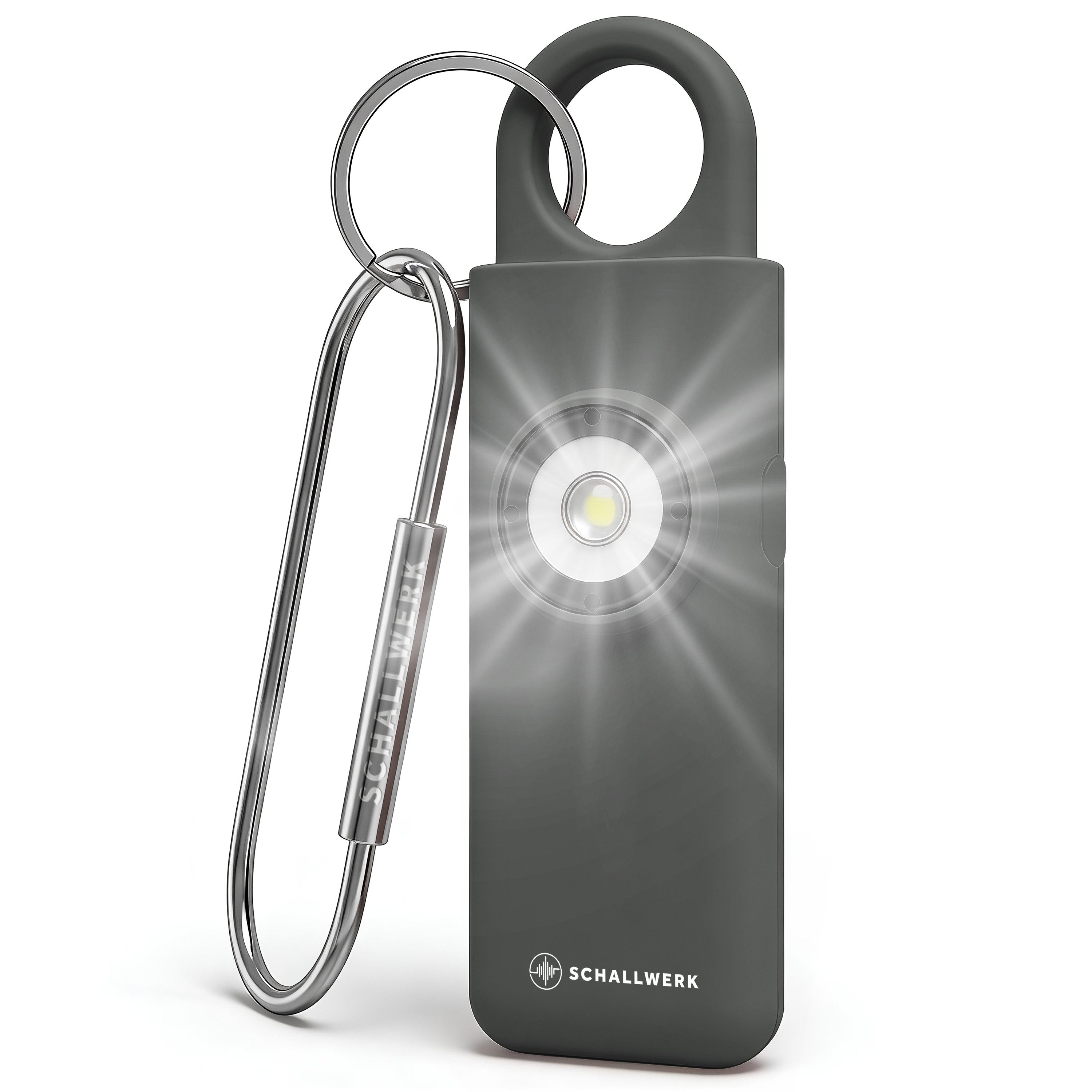 Schallwerk Taschenanhänger Taschenalarm für Selbstverteidigung & Sicherheit Lauter Alarm, LED-Stroboskoplicht, Schlüsselanhänger, für Frauen
