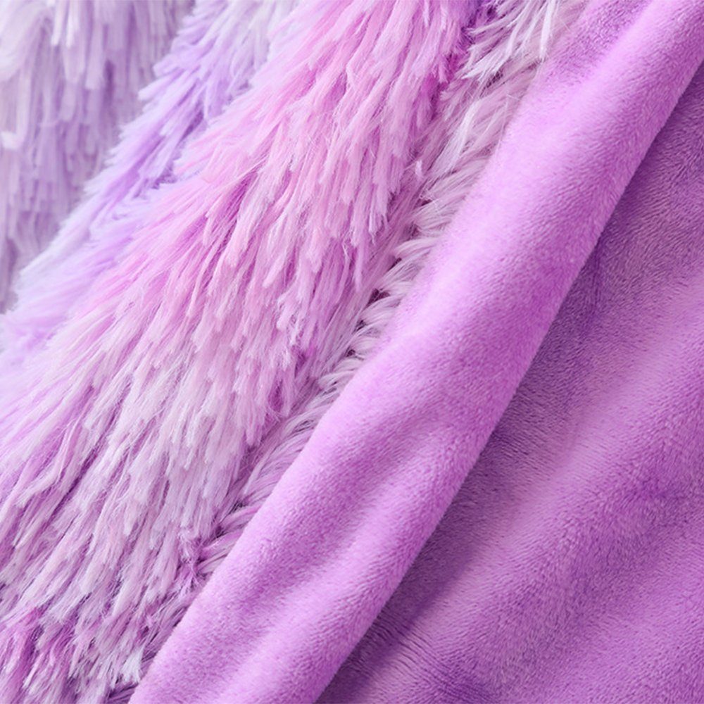 Kuscheldecke, mit Violett Decke, Langen Haaren, Flauschige zggzerg Wohndecke Wendedecke