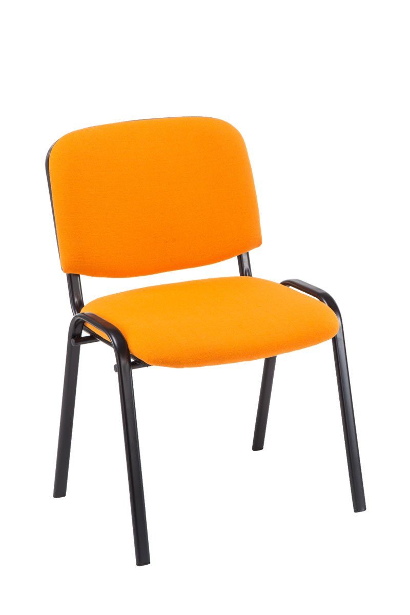 TPFLiving Besucherstuhl Keen mit hochwertiger Polsterung - Konferenzstuhl (Besprechungsstuhl - Warteraumstuhl - Messestuhl), Gestell: Metall schwarz - Sitzfläche: Stoff orange