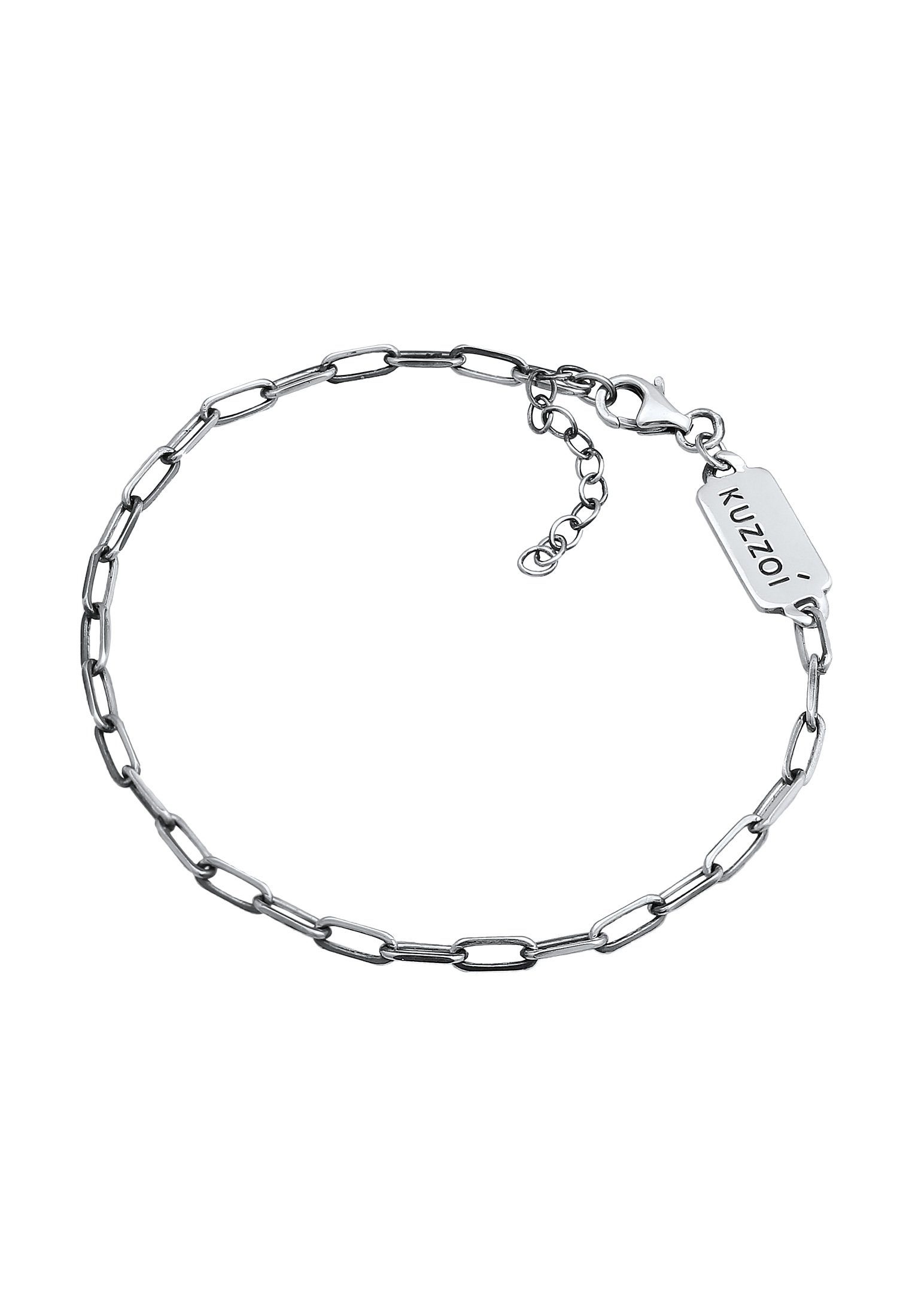 Gliederkette Oval Silber 925 Schwarz Herren Silberarmband Kuzzoi