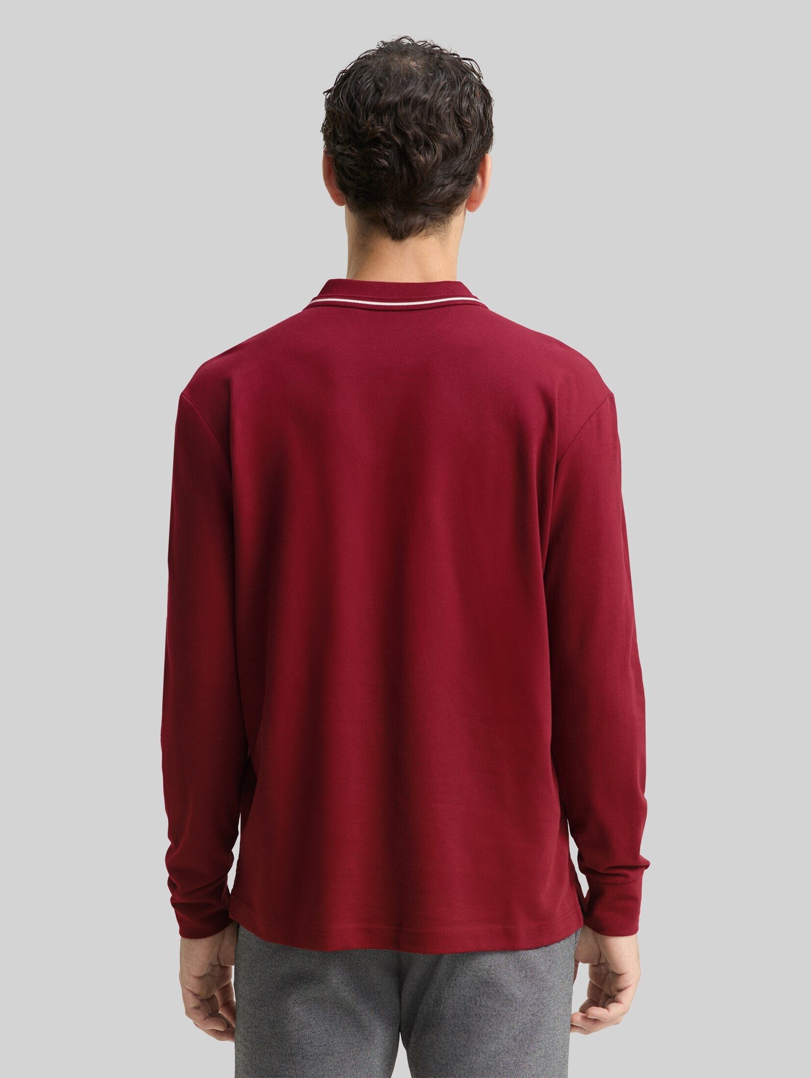 TOM TAILOR Langarm-Poloshirt Poloshirts Langarm Piqué Poloshirt mit Logo-Print