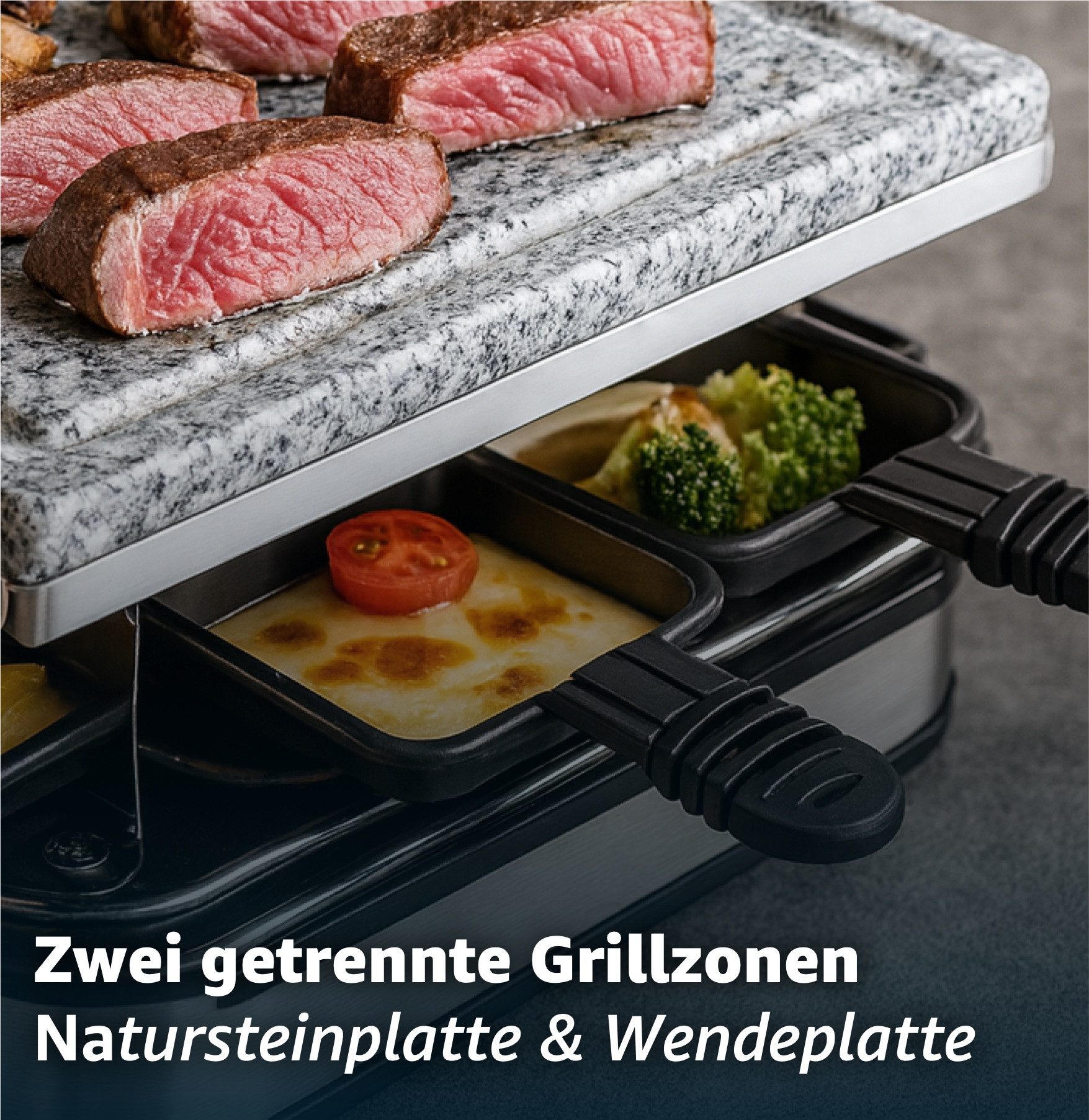 Everhomely® Raclette 8 Personen Set Raclette Grill - Mit Grillplatte, 8 Raclettepfännchen, 1400,00 W, mit Grillplatte