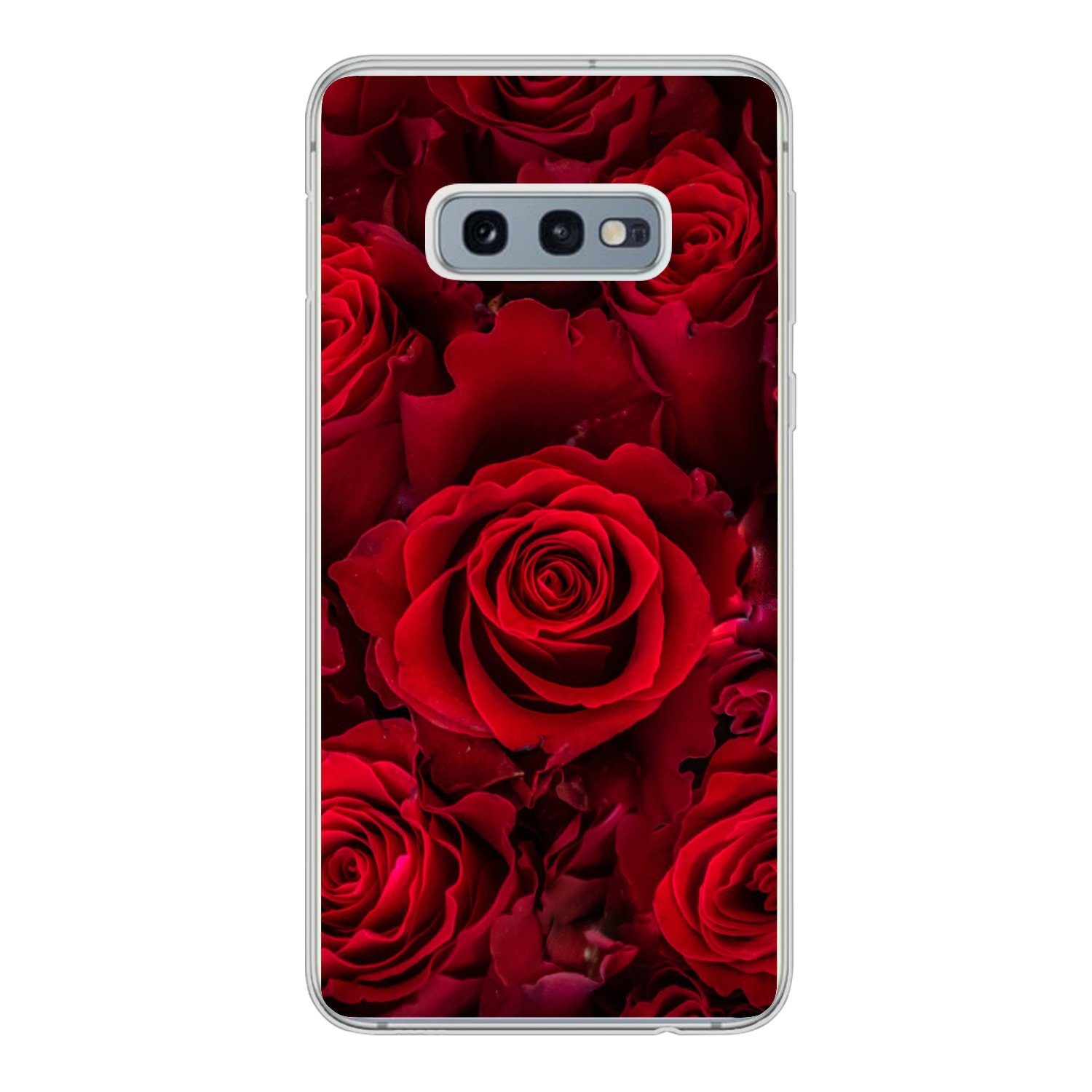 MuchoWow Handyhülle für Samsung Galaxy S10e Blumen - Rosen - Rot, Phone Case, Silikon, Schutzhülle Dünn
