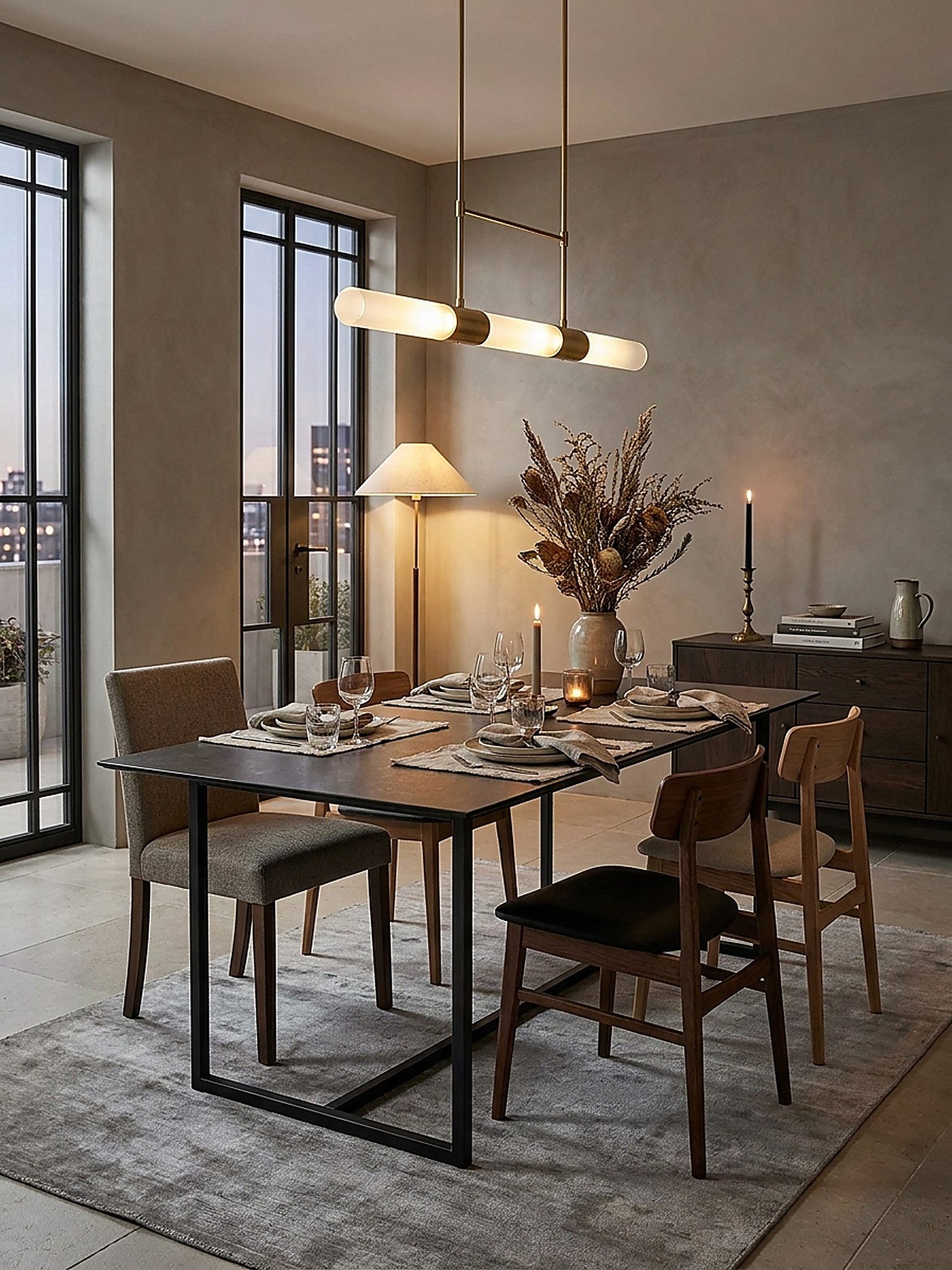 Esstisch Esszimmertisch 180x90x76 cm Keramik Glas Esstisch Schwarz