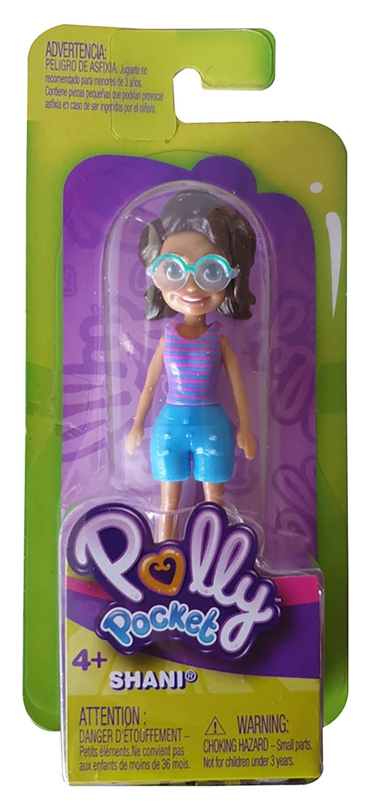 Polly Pocket Spielfigur Polly Pocket Mini-Puppe SHANI mit blauen Shorts
