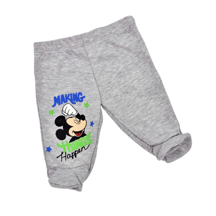 Babybogi Trainingshose Disney Mickey Mouse Babyhose für Jungen mit Füße Spielhose Grau