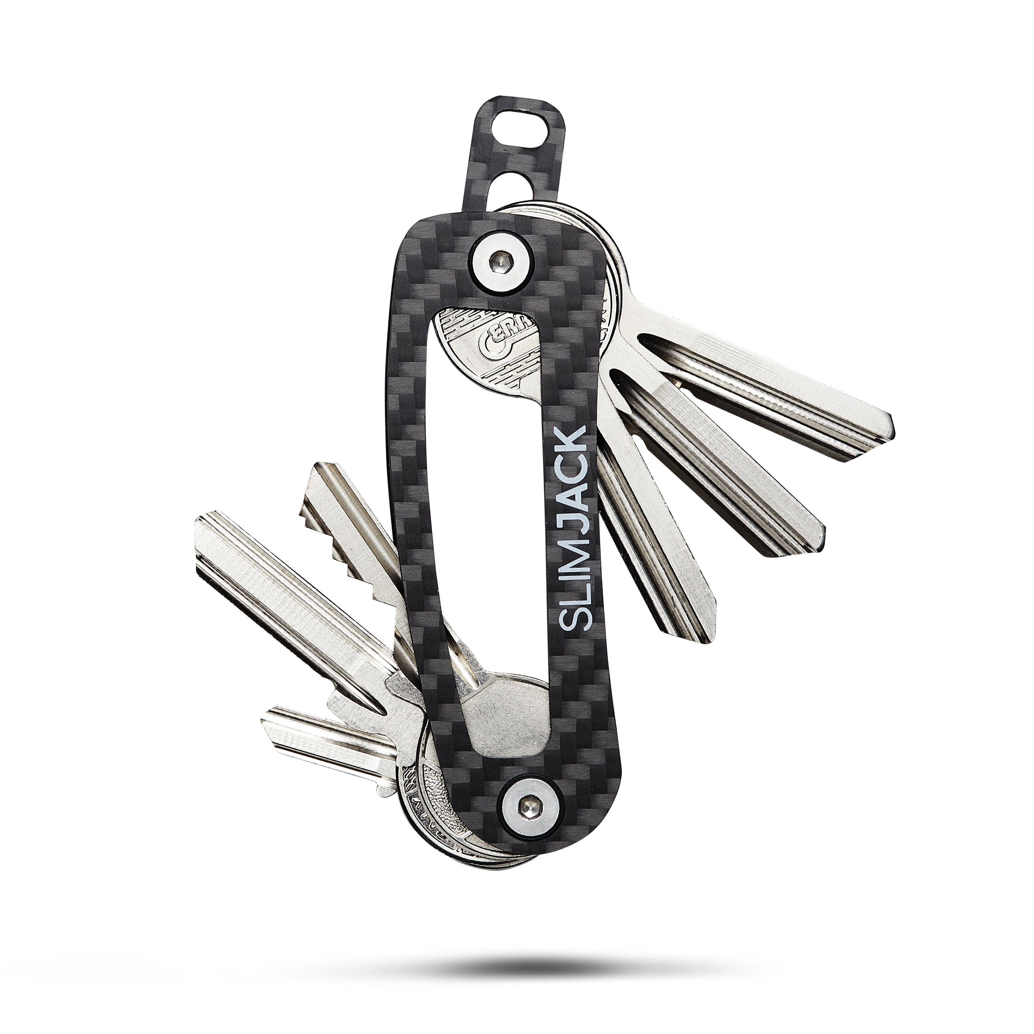 SLIMJACK Schlüsselanhänger SLIMJACK Keyholder V2 – kompakter Carbon Schlüsselhalter, Für bis zu 14 Schlüssel + Autoschlüssel, 8 x 3 x 0,8 cm