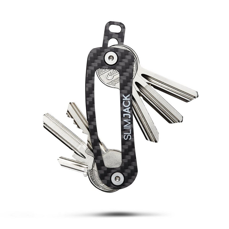 SLIMJACK Schlüsselanhänger SLIMJACK Keyholder V2 – kompakter Carbon  Schlüsselhalter, Für bis zu 14 Schlüssel + Autoschlüssel, 8 x 3 x 0,8 cm