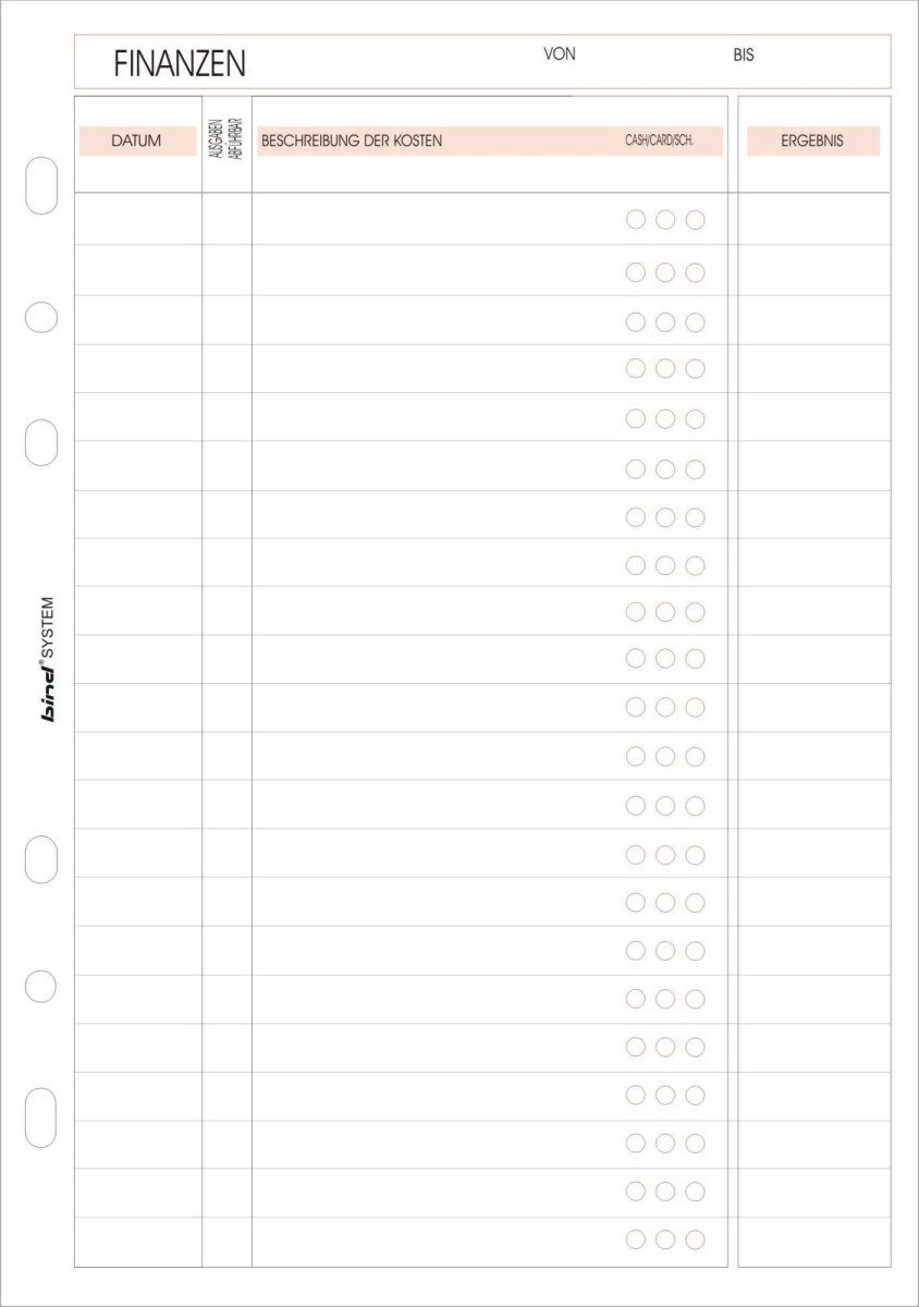 BIND Планувальник Ersatzeinlage Maxi A5 149x210mm Finanzen 50 Blatt