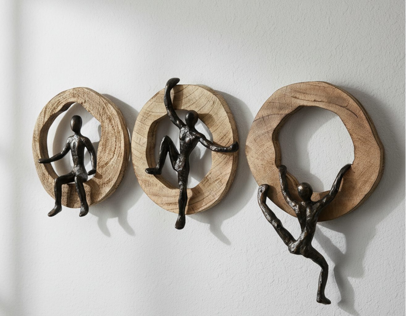 MF Dekoobjekt Ascendia Skulptur Dreiteiliges Kletterfiguren Kunstobjekt Bronze