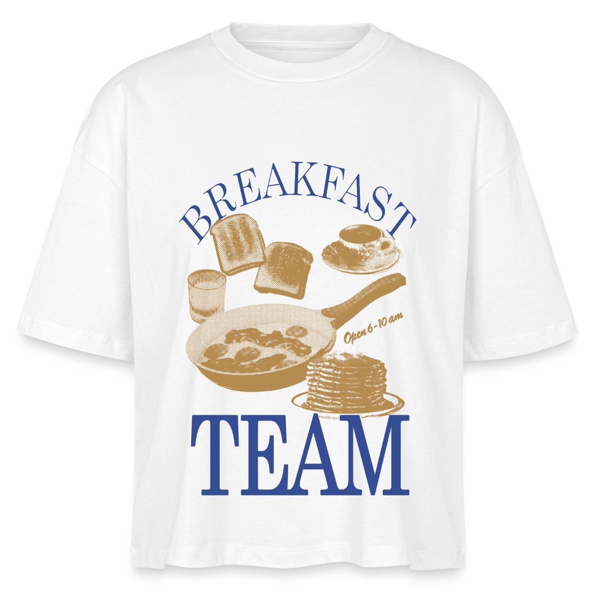 T-Shirt Breakfast Team – Retro Frühstücks-Motiv Boxy Shirt Damen