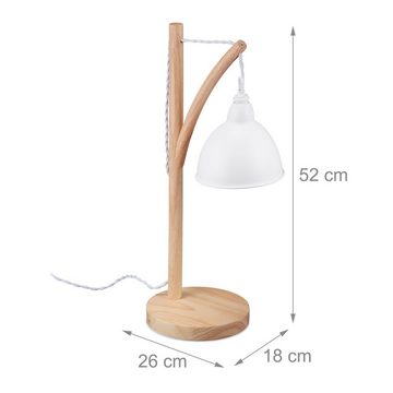 relaxdays Tischleuchte Tischlampe mit hängendem Lampenschirm, Weiß