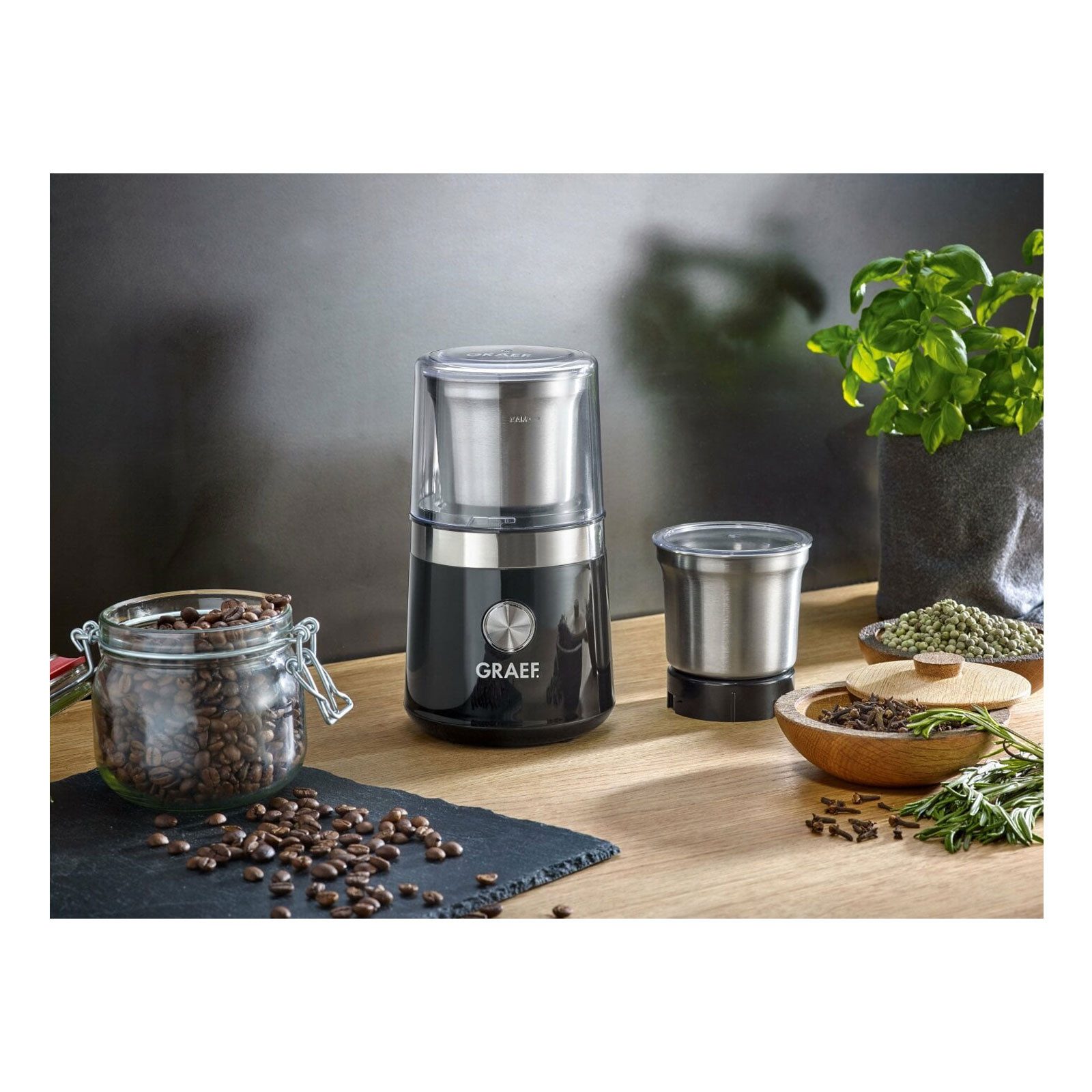 Graef Kaffeemühle CM 102 YOUNG LINE, 200 W, Behälter aus Edelstahl mit Deckel