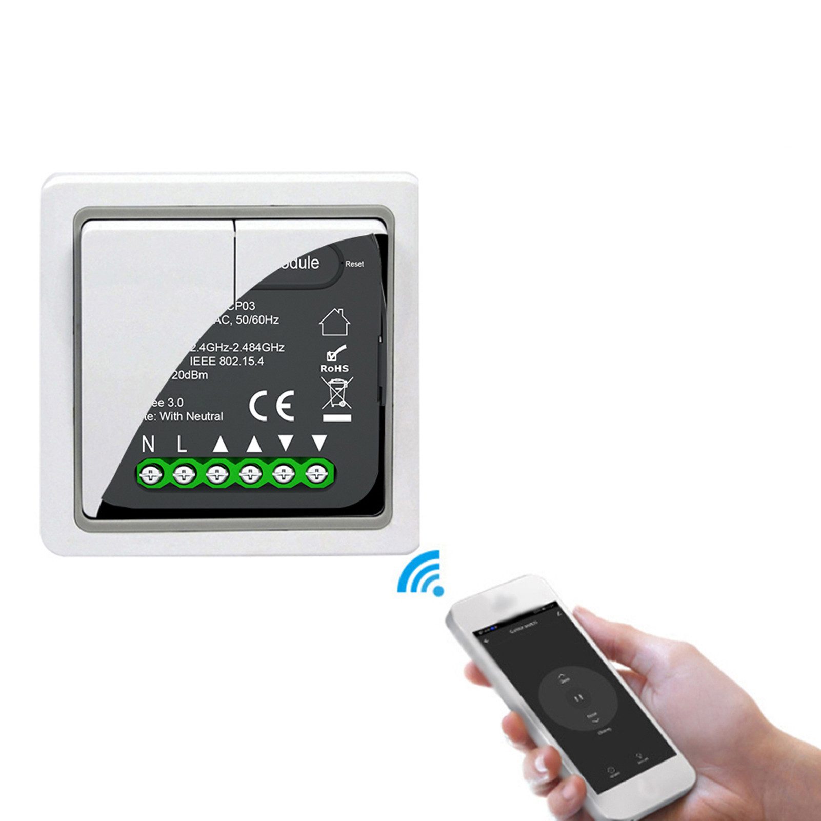 GARRYFIZH Schalter Tuya ZigBee 3.0 Smart Vorhang Schalter Modul Rolladensteuerung App (Set), Sprachsteuerung, Timerfunktion, Steuerung per App