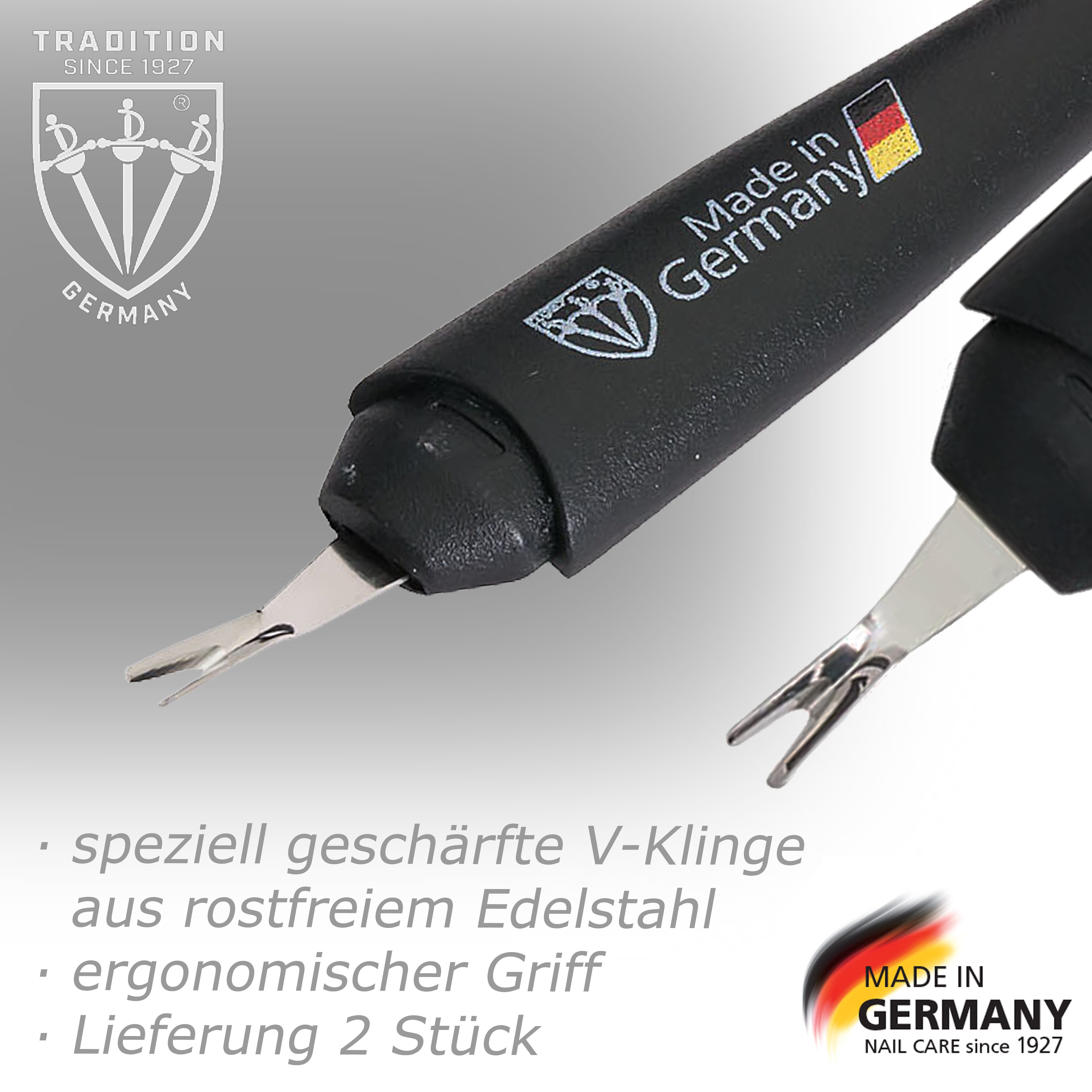 3 SCHWERTER Nagelhautmesser Nagelhautentferner, Maniküre Set mit Kunststoffetui, 2-tlg., Exaktes Nagelmesser mit extra scharfer V-Klinge, Made in Germany