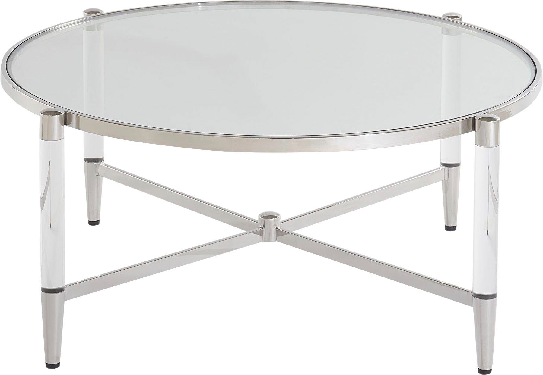 Leonique Couchtisch Couchtisch Marilyn, Couchtisch, rund, Glas, Acryl/Edelstahl, Sicherheitsglas, 102x41