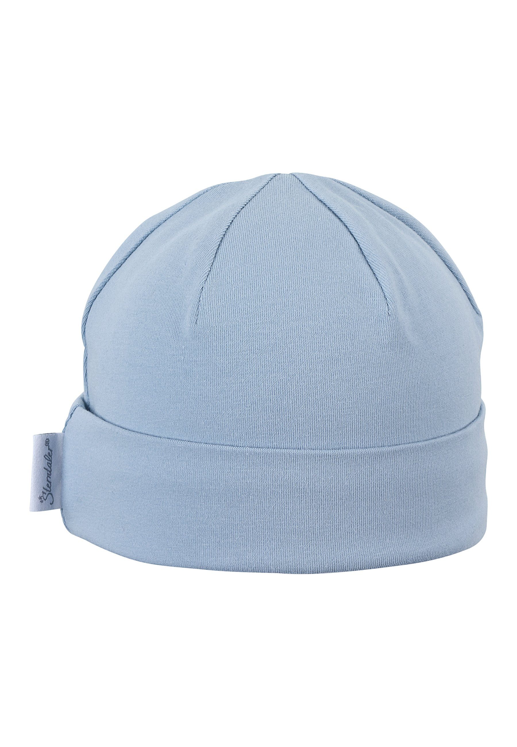 und Beanie Singlejersey Kinder hellblau Mütze unifarben OCS mit Umschlag) Beaniemütze Beanie ohne tragbar (1-St., Sterntaler® Babymütze aus