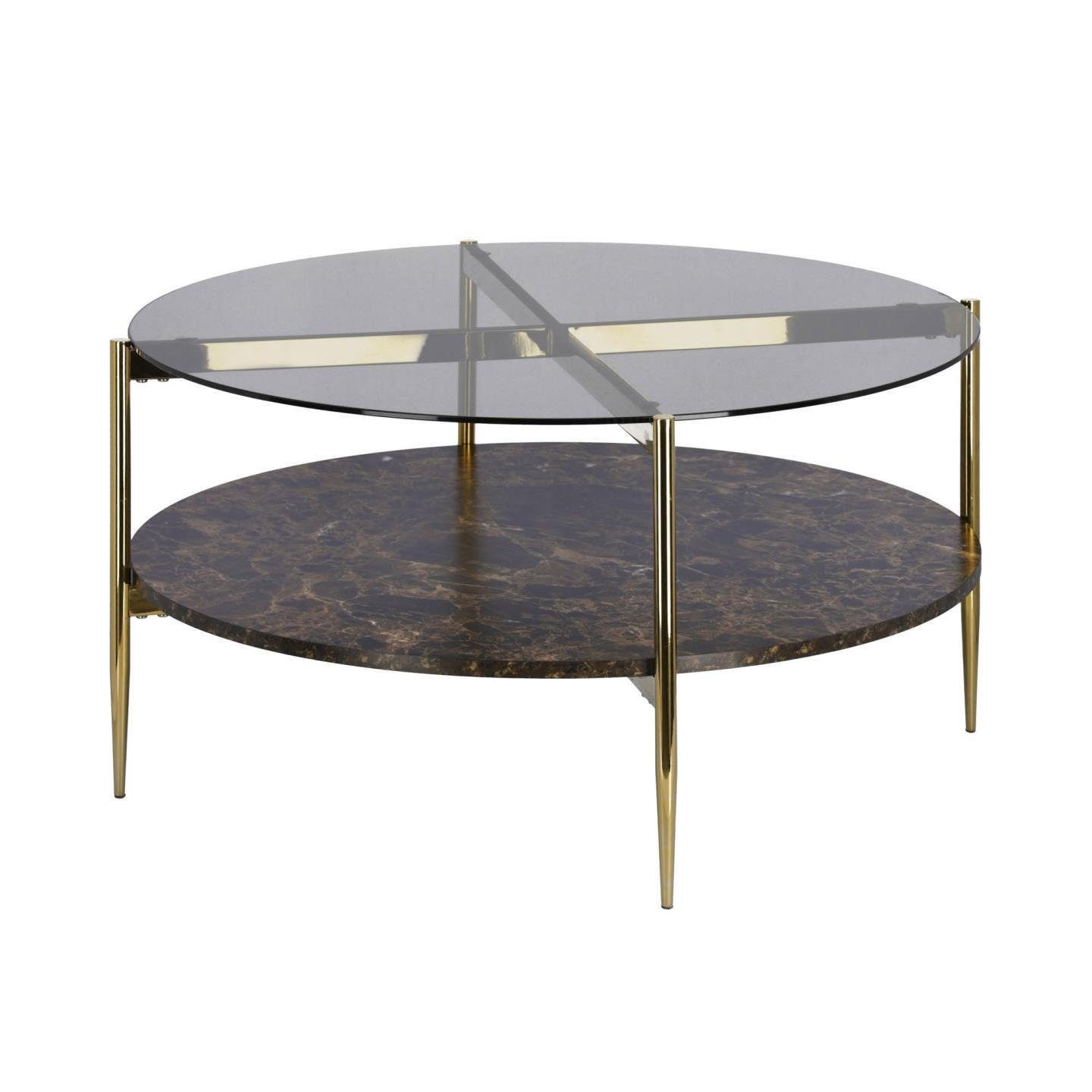 Beistelltisch Couchtisch Kamilah Ø84cm Glas Stahl Rund Tisch Beistelltisch