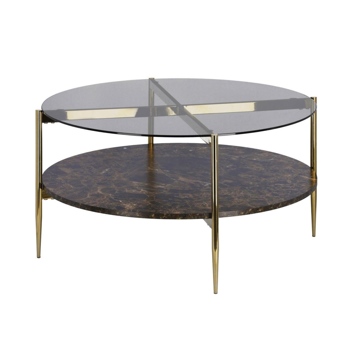 Natur24 Beistelltisch Couchtisch Kamilah Ø84cm Glas Stahl Rund Tisch Beistelltisch