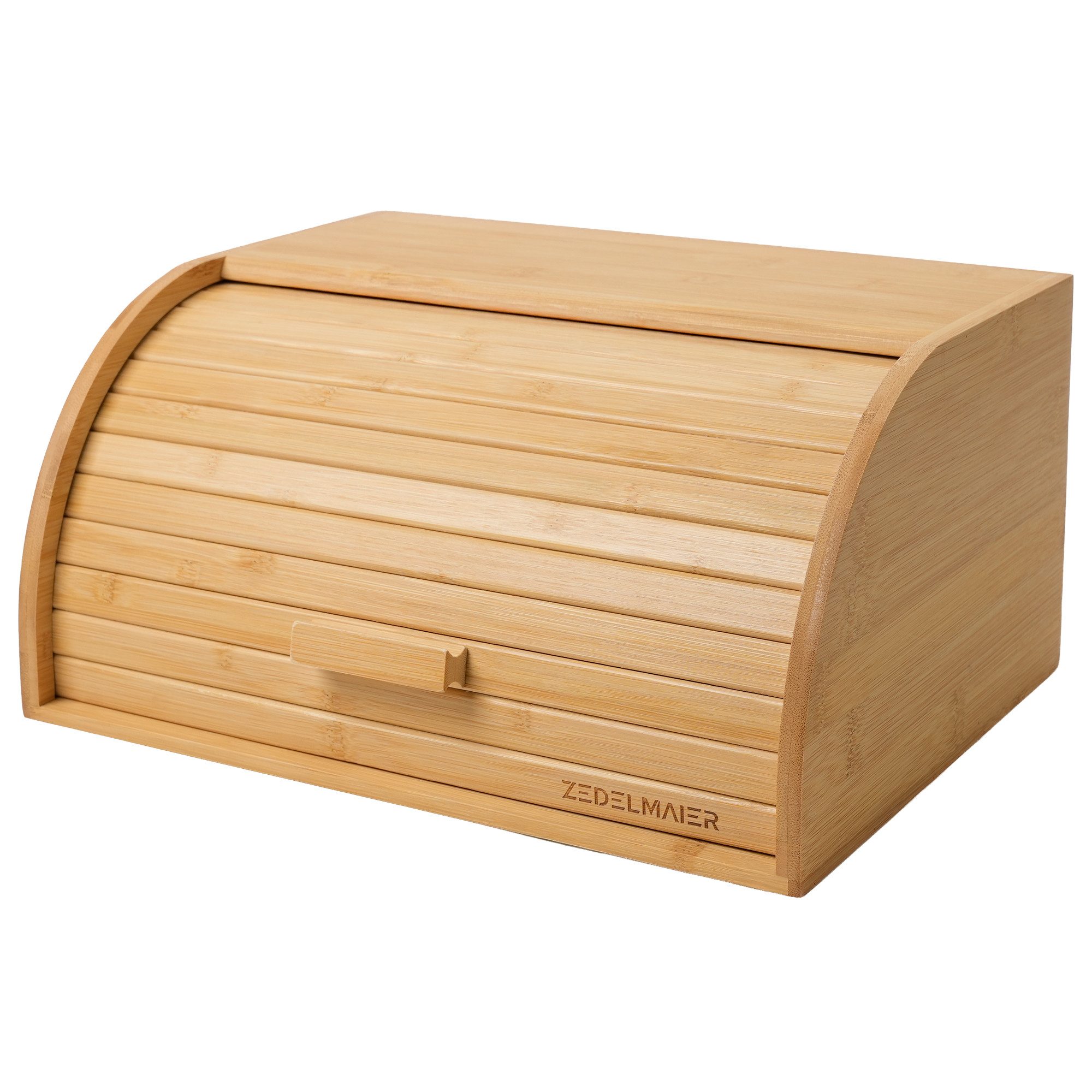 Zedelmaier Brotkasten Brotkasten Bambus mit Rolldeckel Brotbox Rollbrotkasten, (Set, 1 x Brotkasten), Brotkorb mit Deckel und Brotbeutel