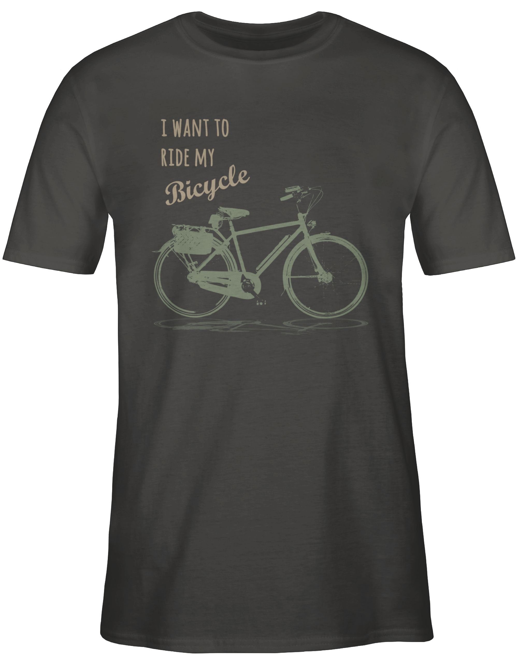 Shirtracer T-Shirt I want to Dunkelgrau Vintage ride my 1 Retro bicycle